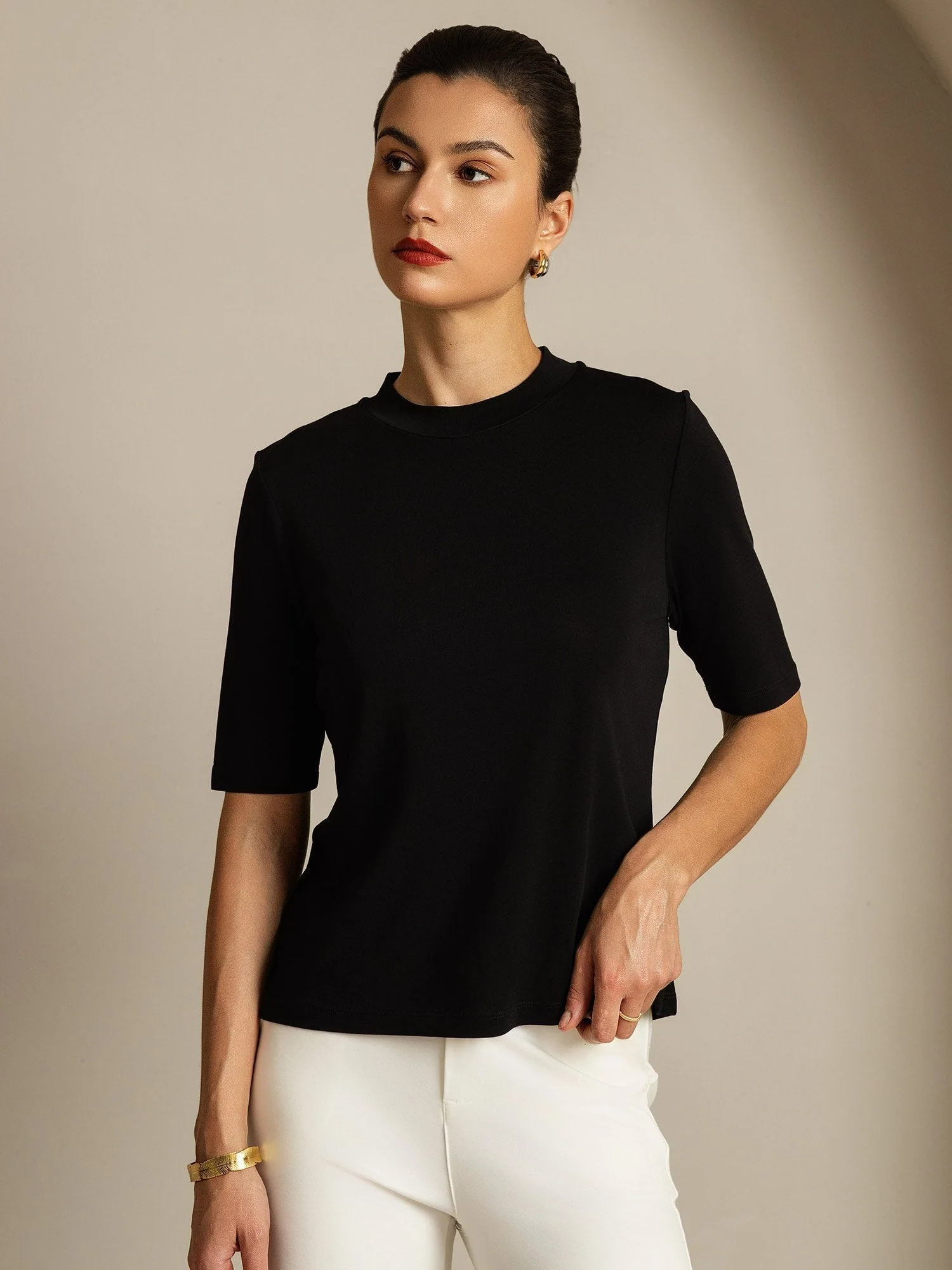 Damen T-Shirt Aus Reiner Seide Mit Halbarm Und Rundhalsausschnitt - Image 15