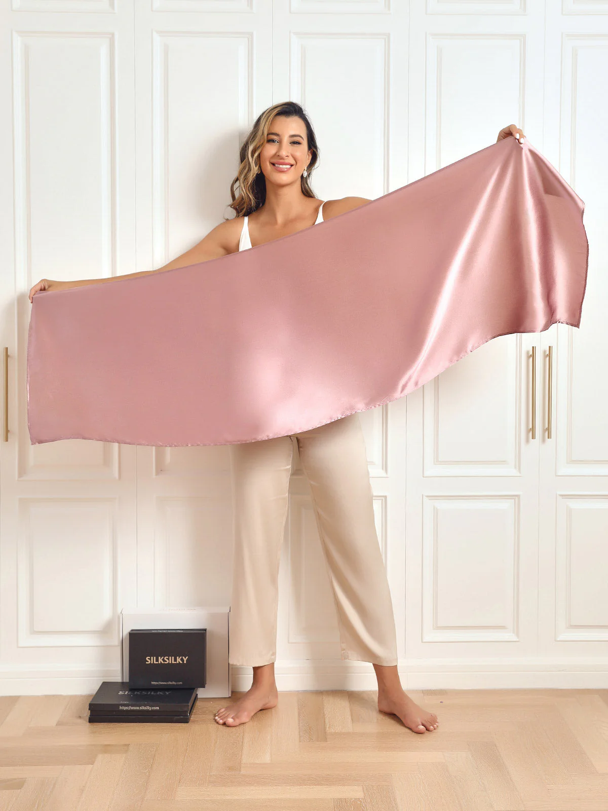 Reine Seide langer Schal / Schal 170x53cm / 67 - Image 39