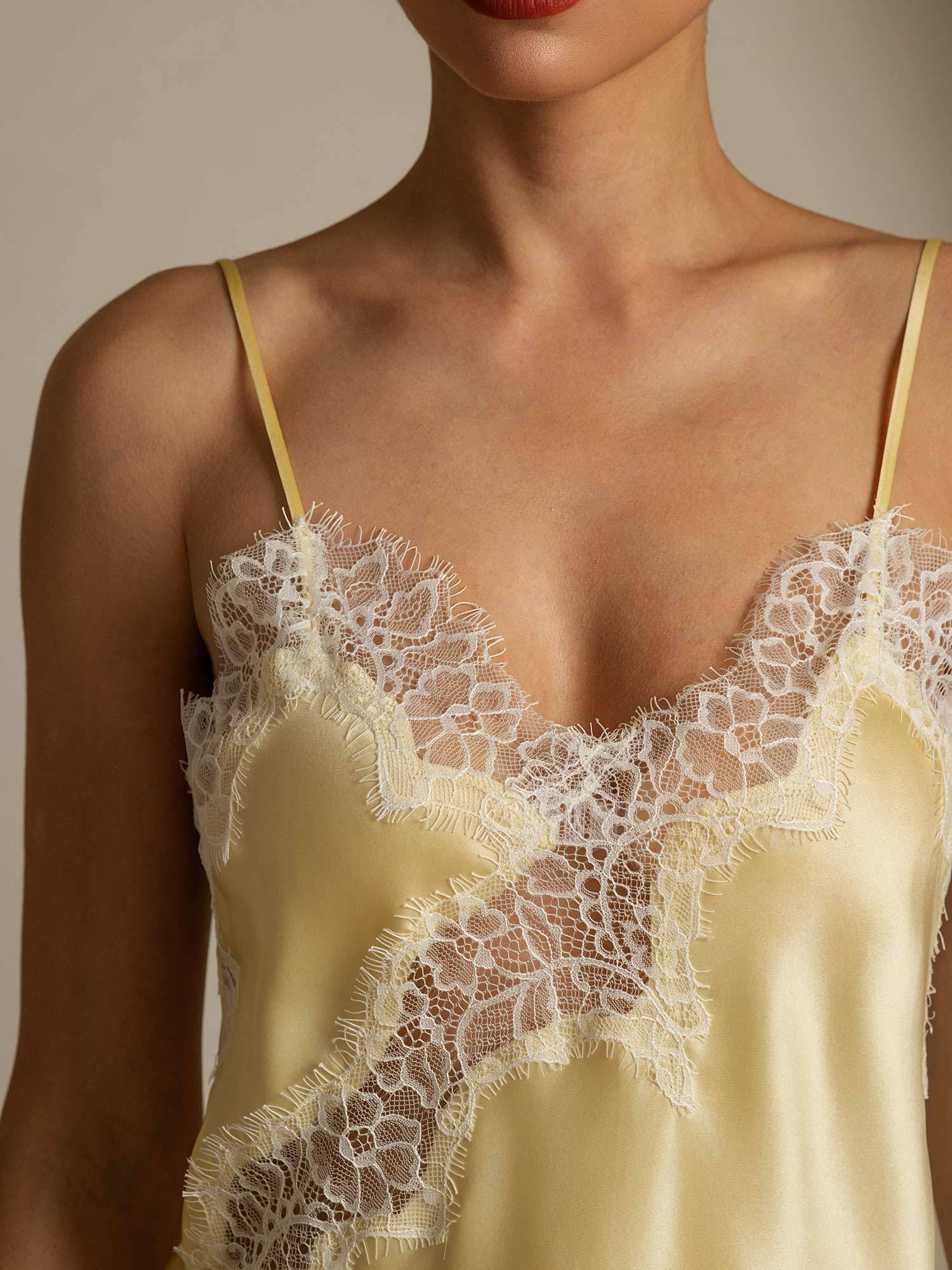 100% Maulbeerseide Spaghetiträger Camisole-Top Mit Spitze Und Asymmetrischem Saum - Image 21