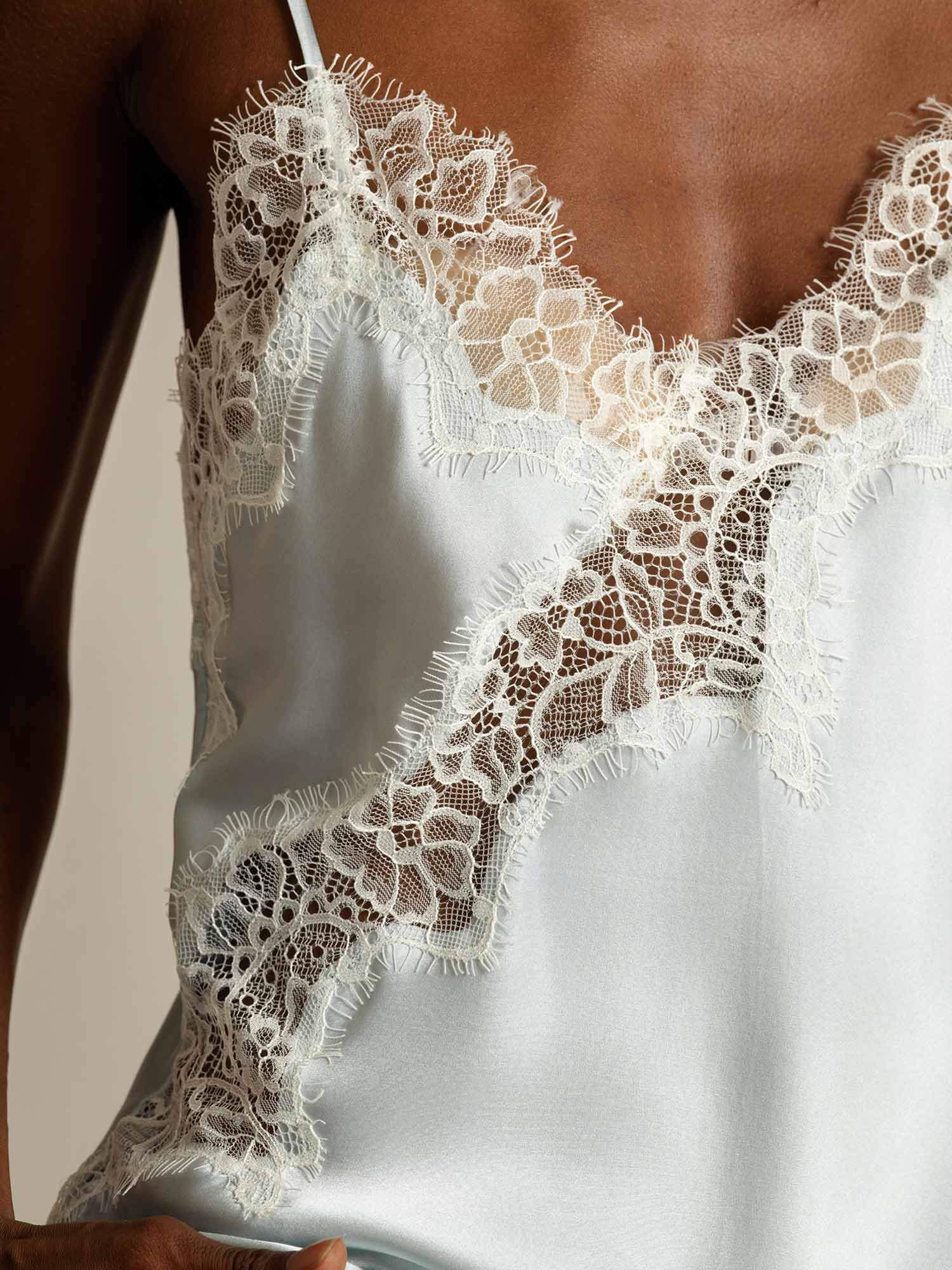 100% Maulbeerseide Spaghetiträger Camisole-Top Mit Spitze Und Asymmetrischem Saum - Image 4