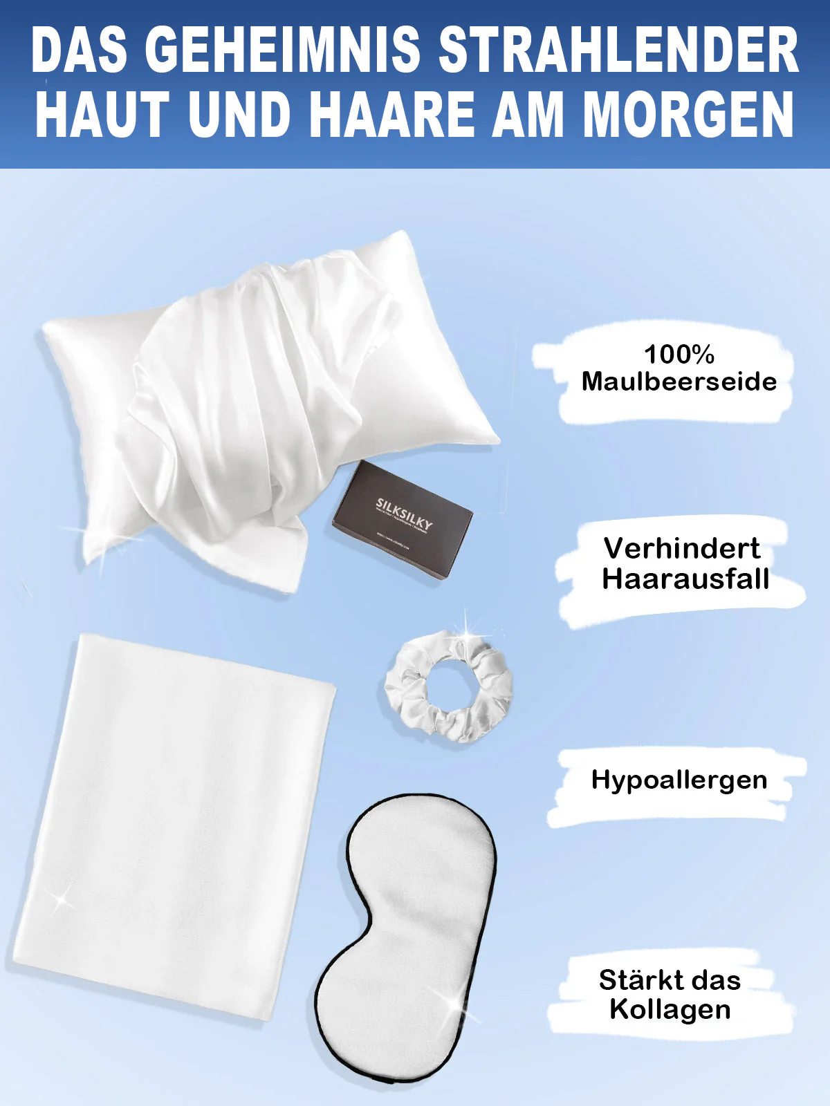 19Momme 3Pcs Set Perfektes Seide Schönheitsset für Haar (Umschlagverschluss) - Image 17