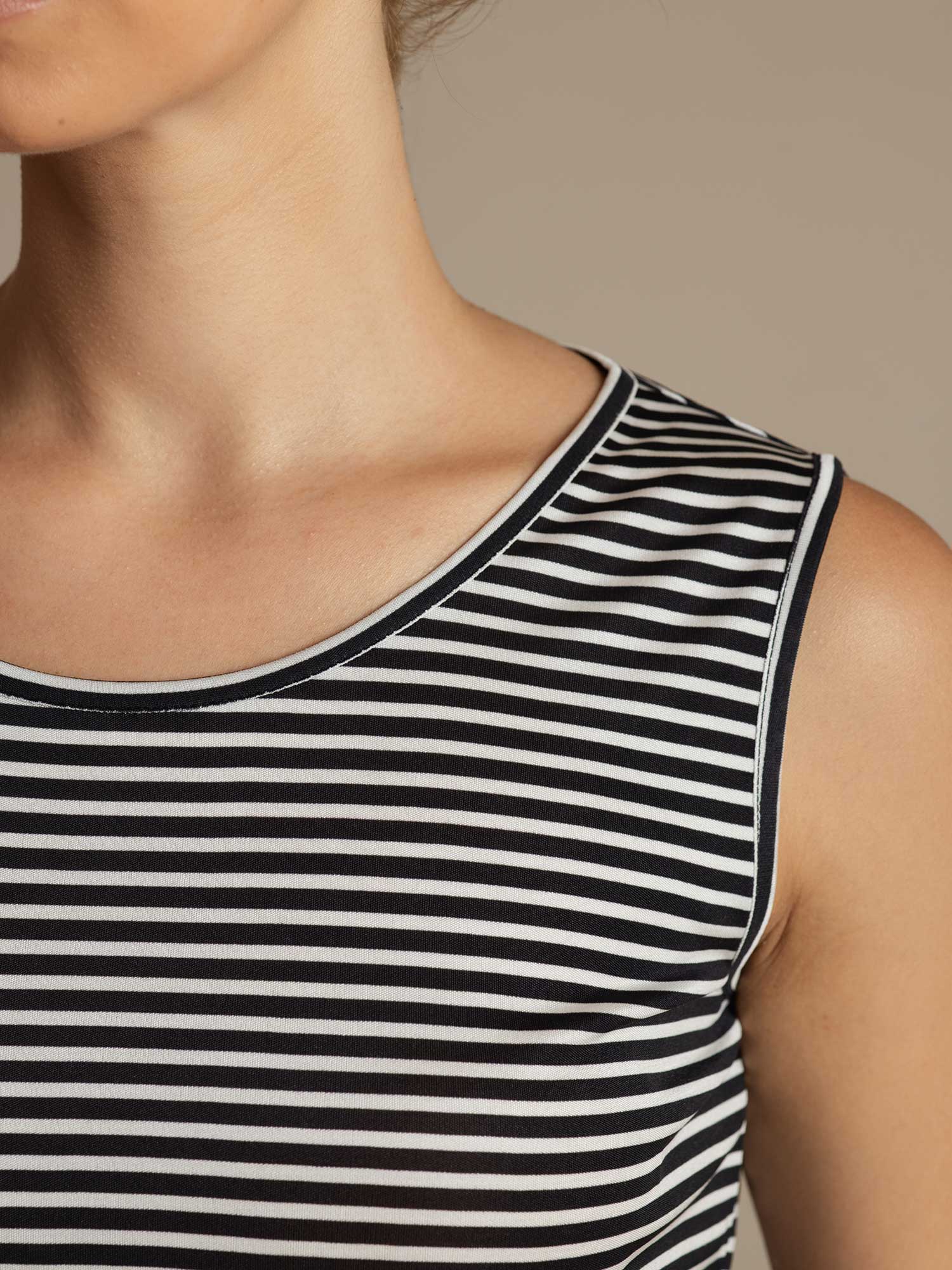 Clearance - Reine Seide Damen Freizeit Rundhalsausschnitt Streifen Sport Top - Image 7