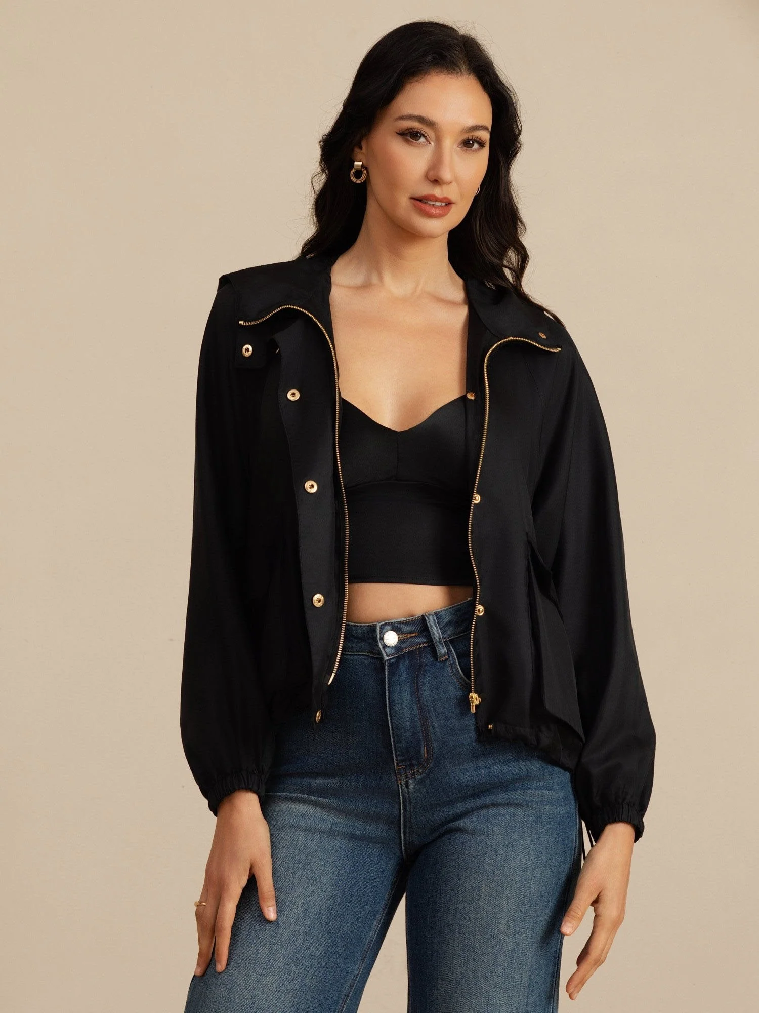 Reine Seide Damen Kapuzenjacke Mit Großen Klappentaschen - Image 13