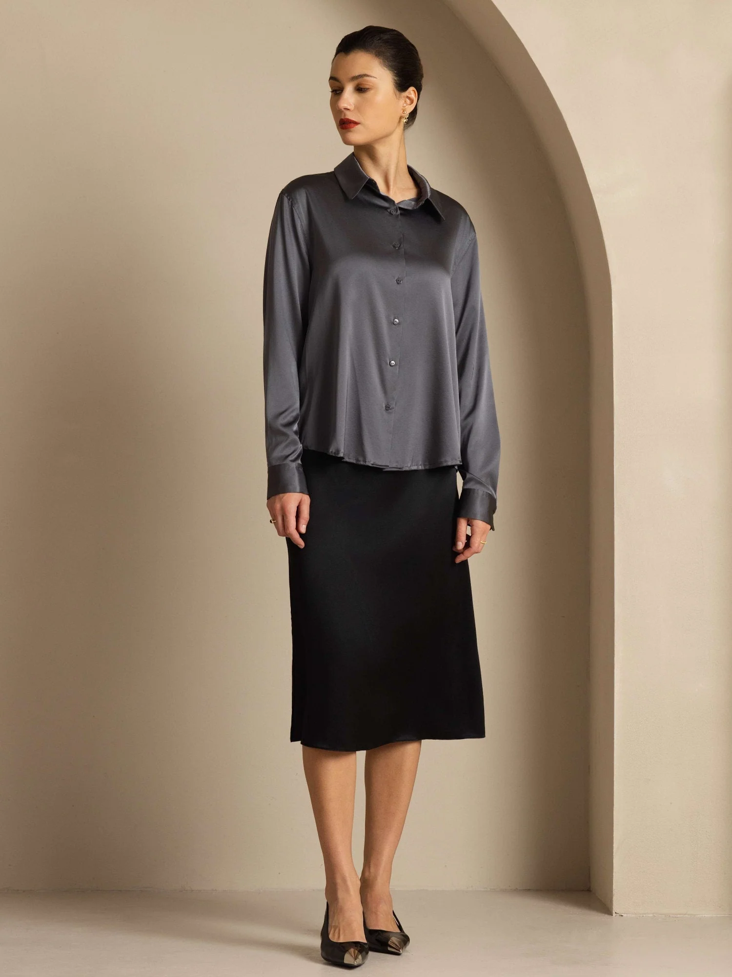 Seiden Basic Militär Revers Hemd - Image 74
