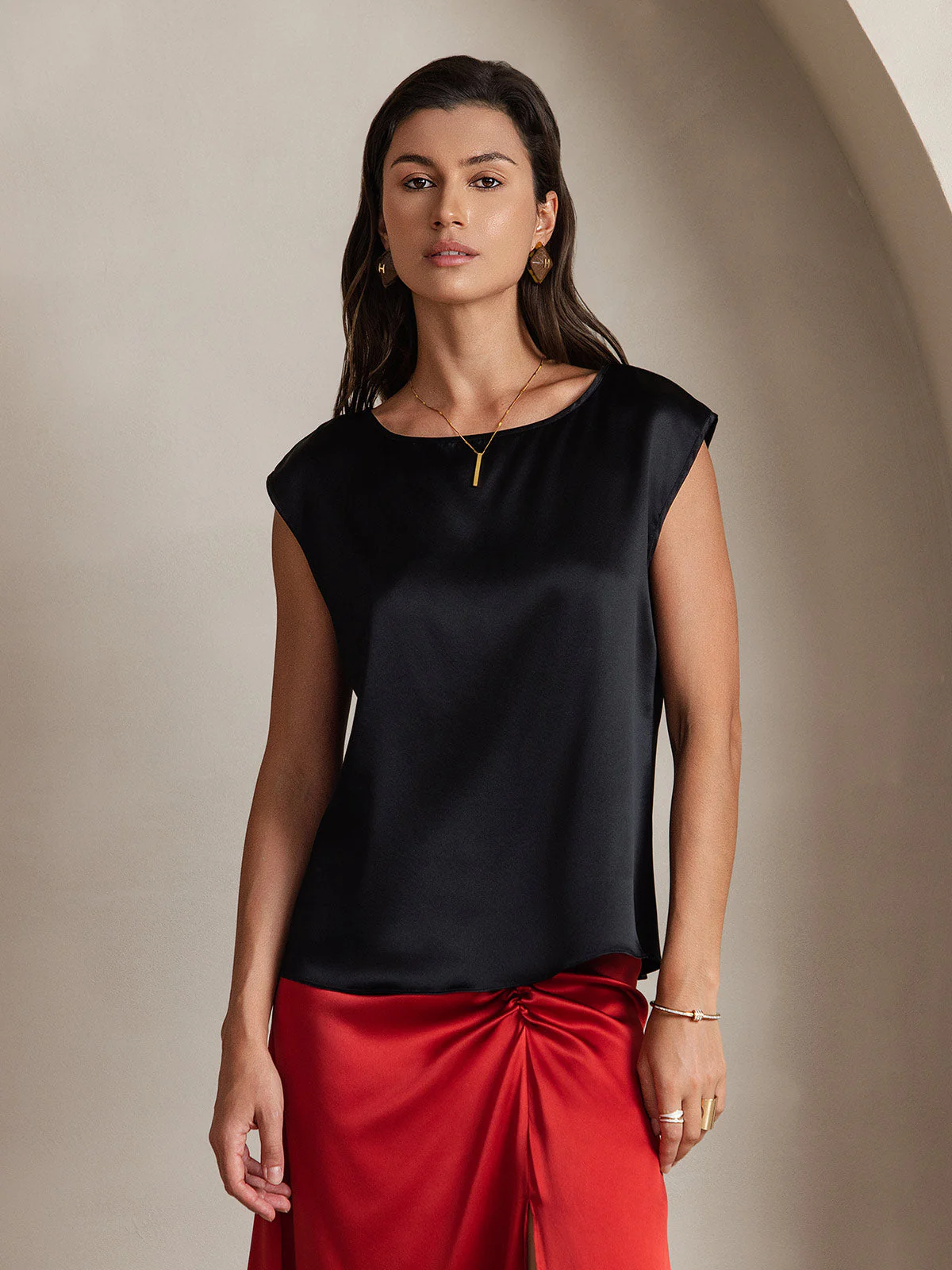19Momme Seide Kapellenärmel Tanktop - Image 14