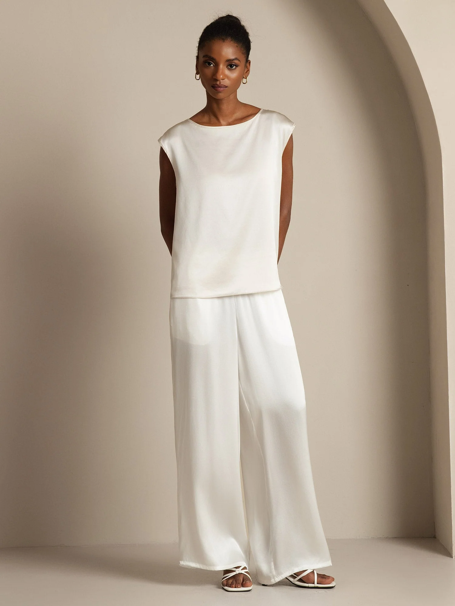 19Momme Seide Kapellenärmel Tanktop - Image 29