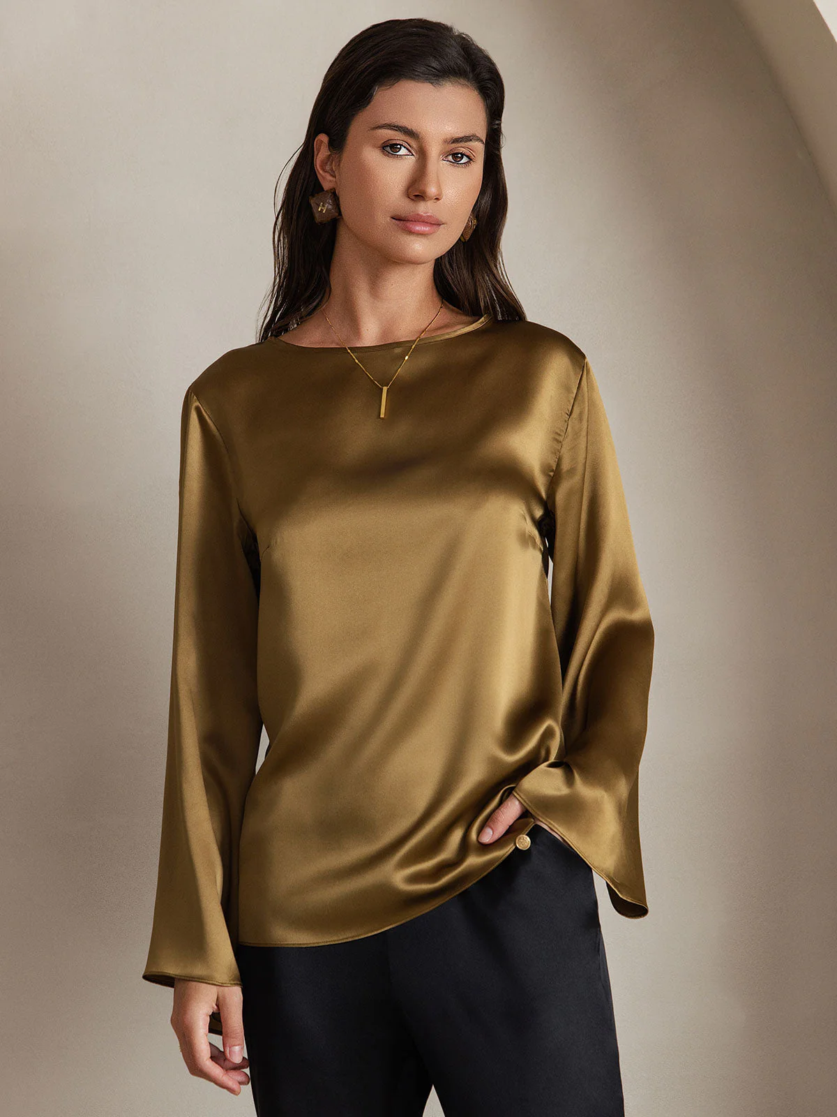 19Momme Seide Relaxed Langarm Bluse - Image 10