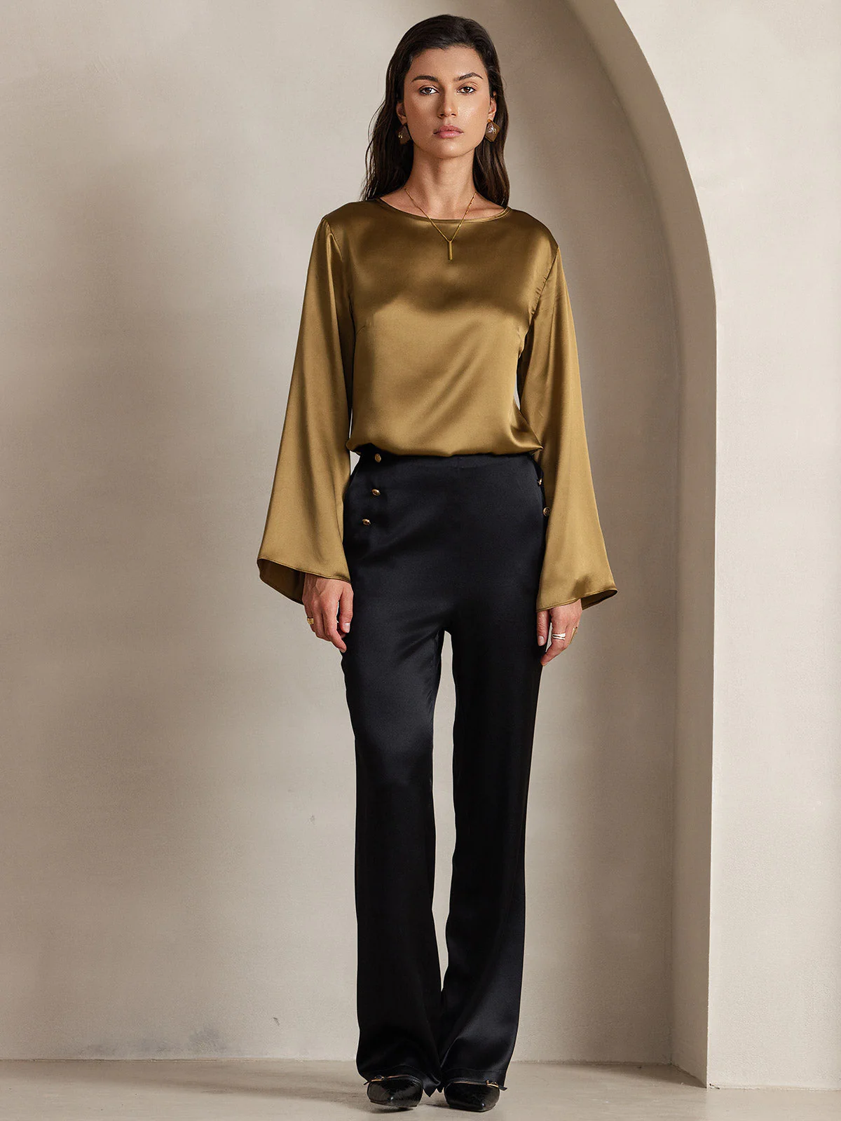 19Momme Seide Relaxed Langarm Bluse - Image 11