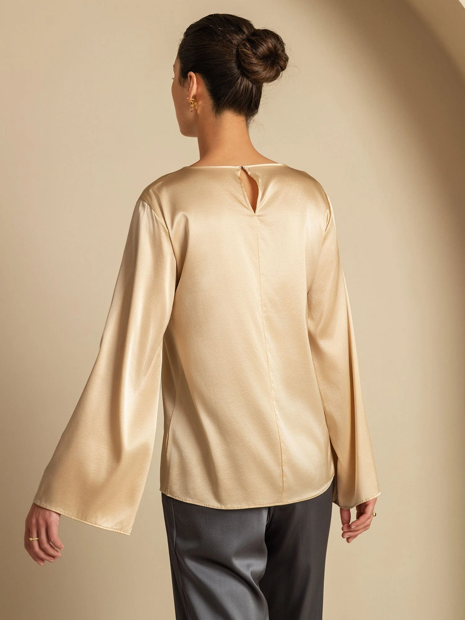 19Momme Seide Relaxed Langarm Bluse - Image 17