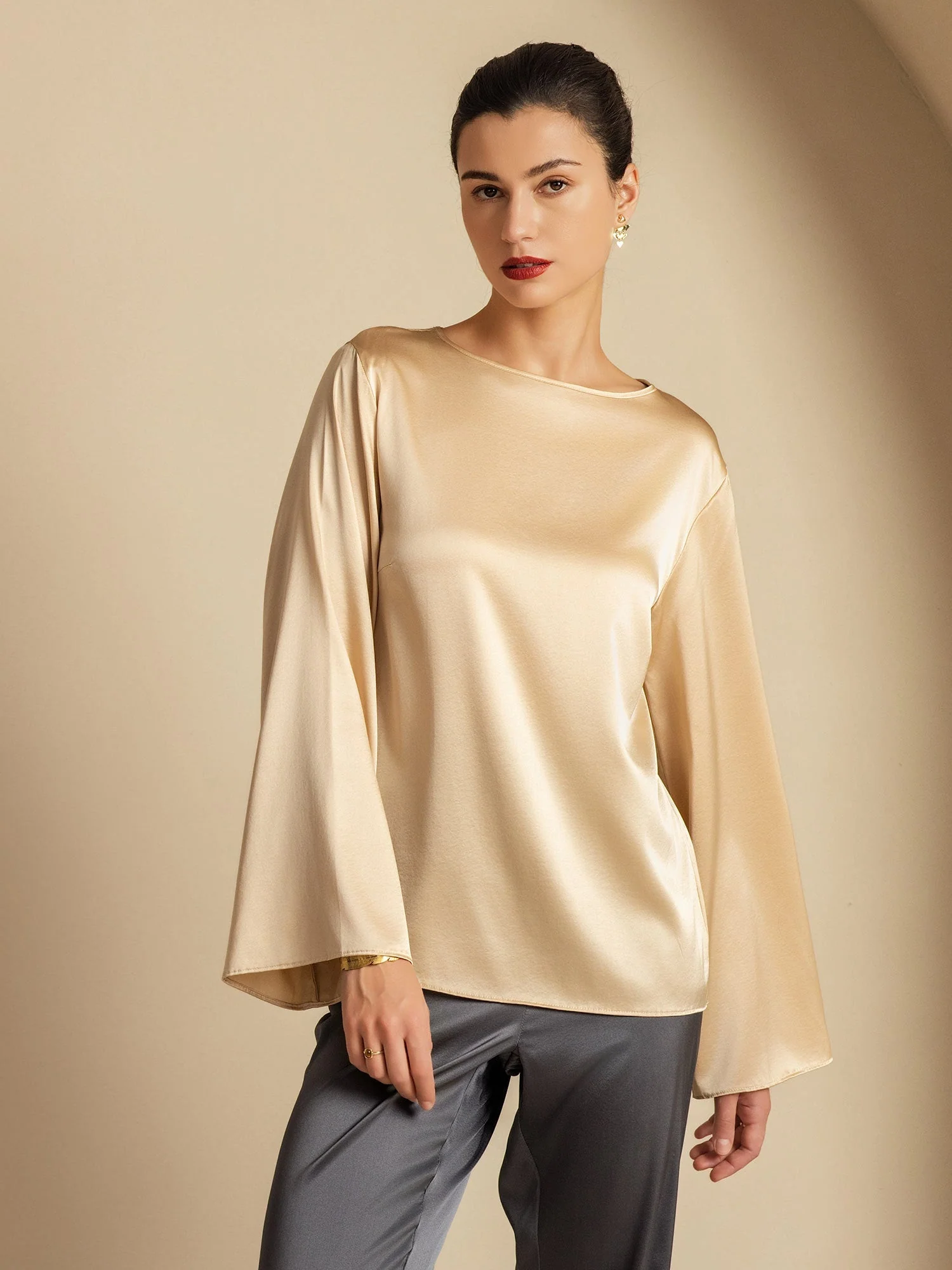 19Momme Seide Relaxed Langarm Bluse - Image 20