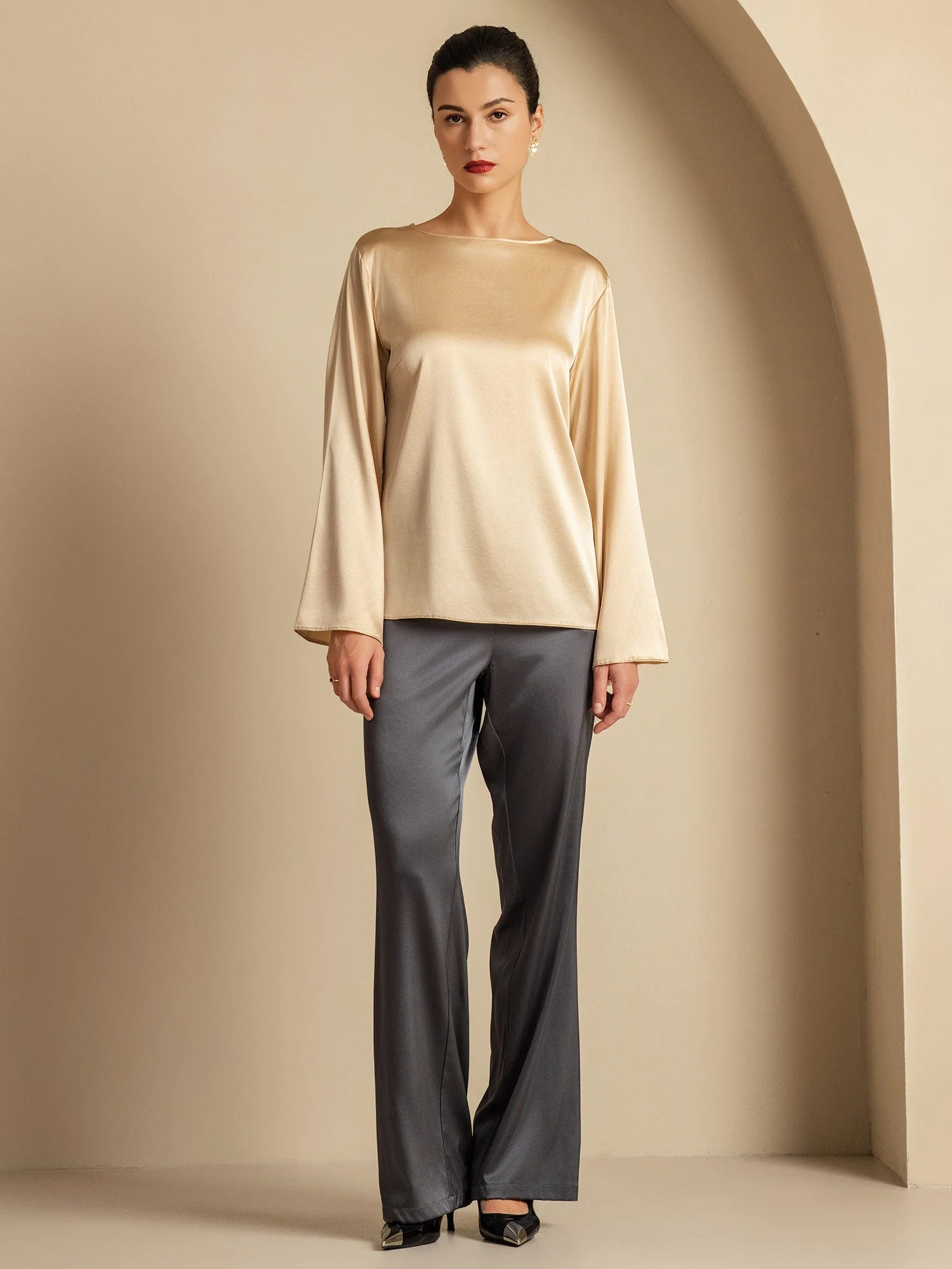 19Momme Seide Relaxed Langarm Bluse - Image 22