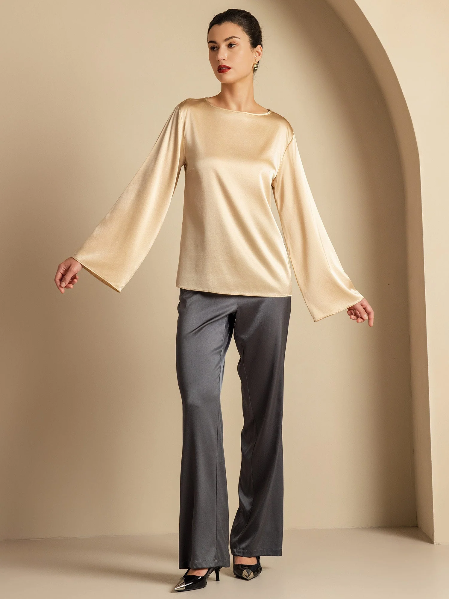 19Momme Seide Relaxed Langarm Bluse - Image 23