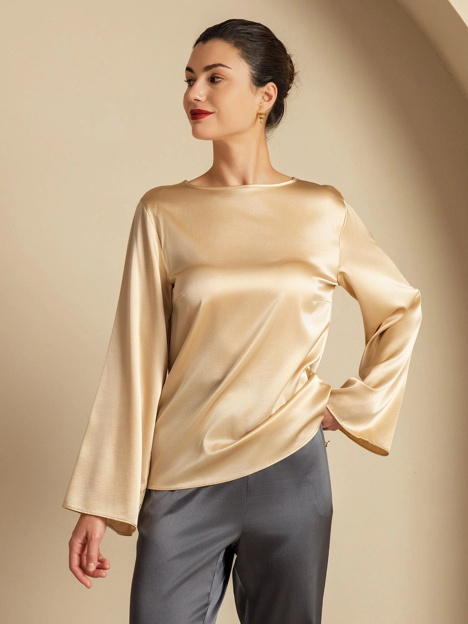 19Momme Seide Relaxed Langarm Bluse - Image 24