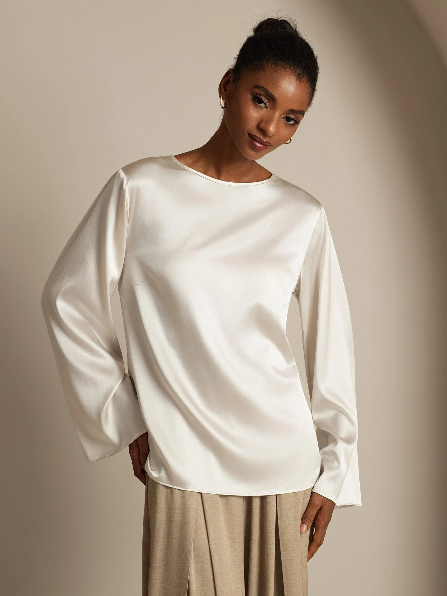 19Momme Seide Relaxed Langarm Bluse - Image 25
