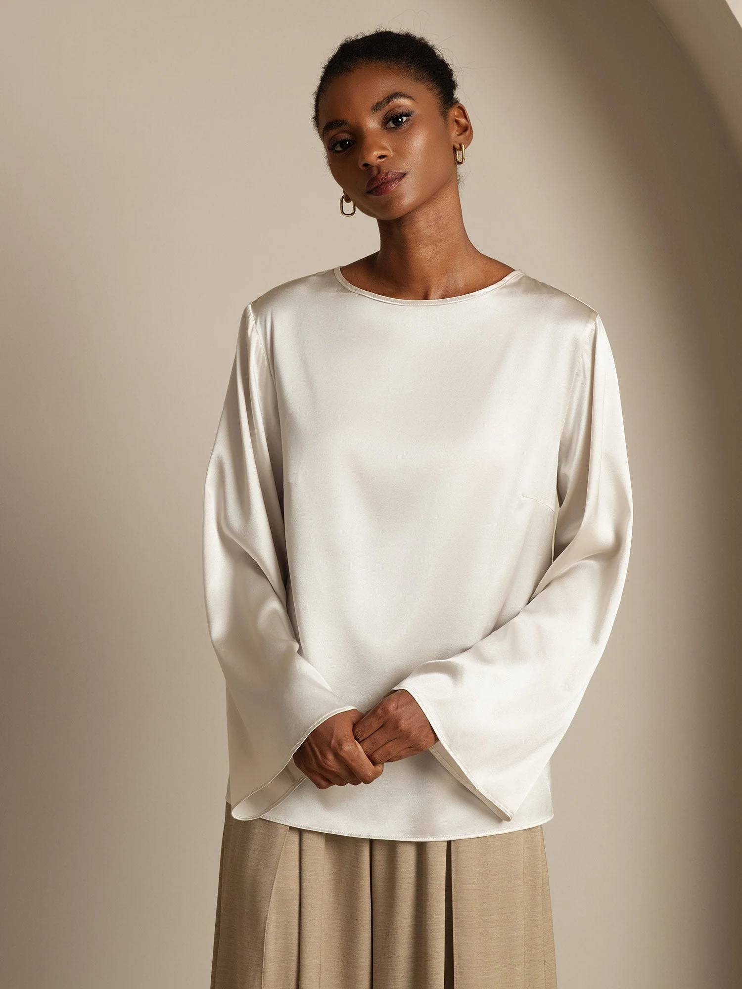 19Momme Seide Relaxed Langarm Bluse - Image 27