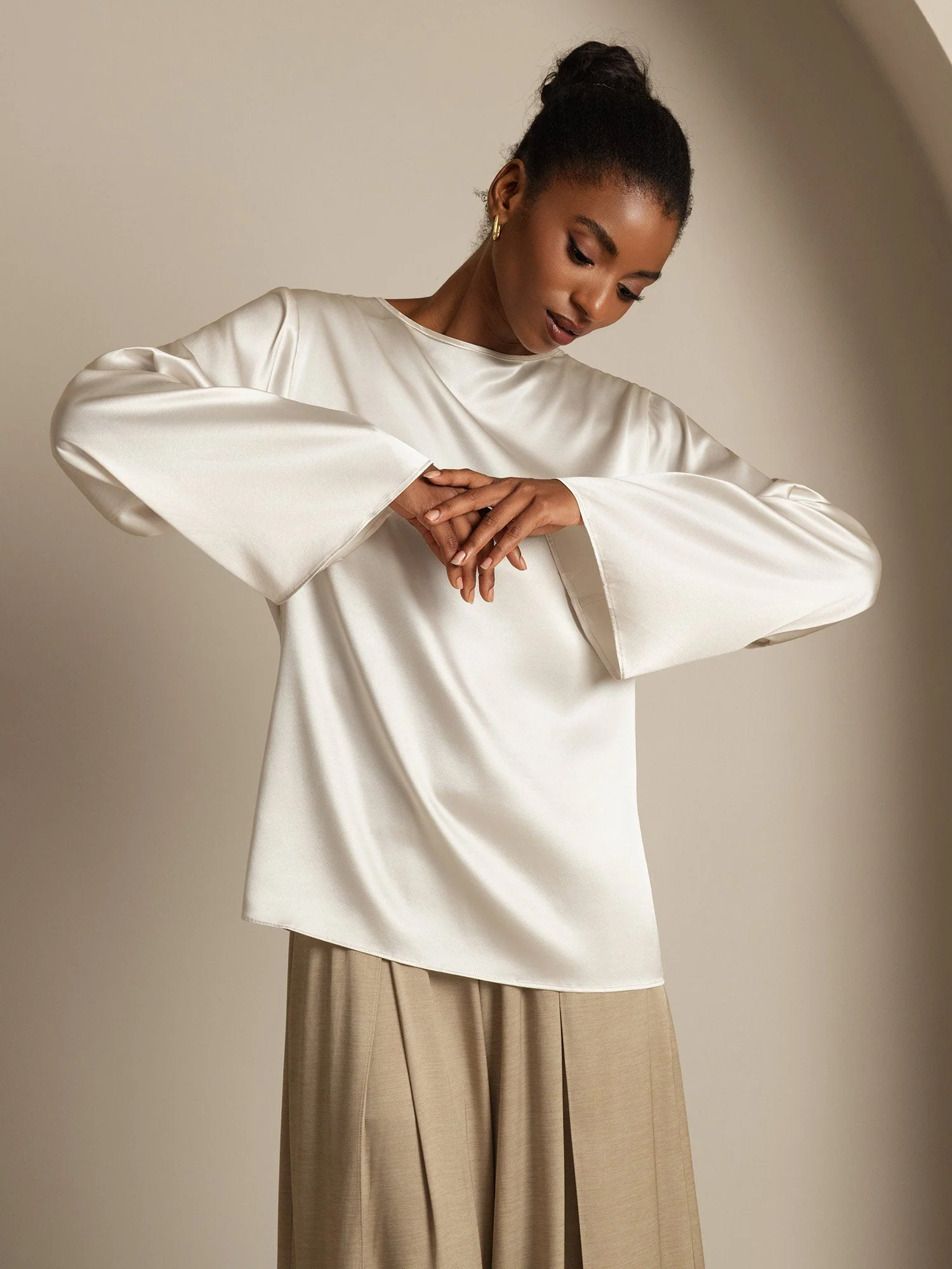 19Momme Seide Relaxed Langarm Bluse - Image 28