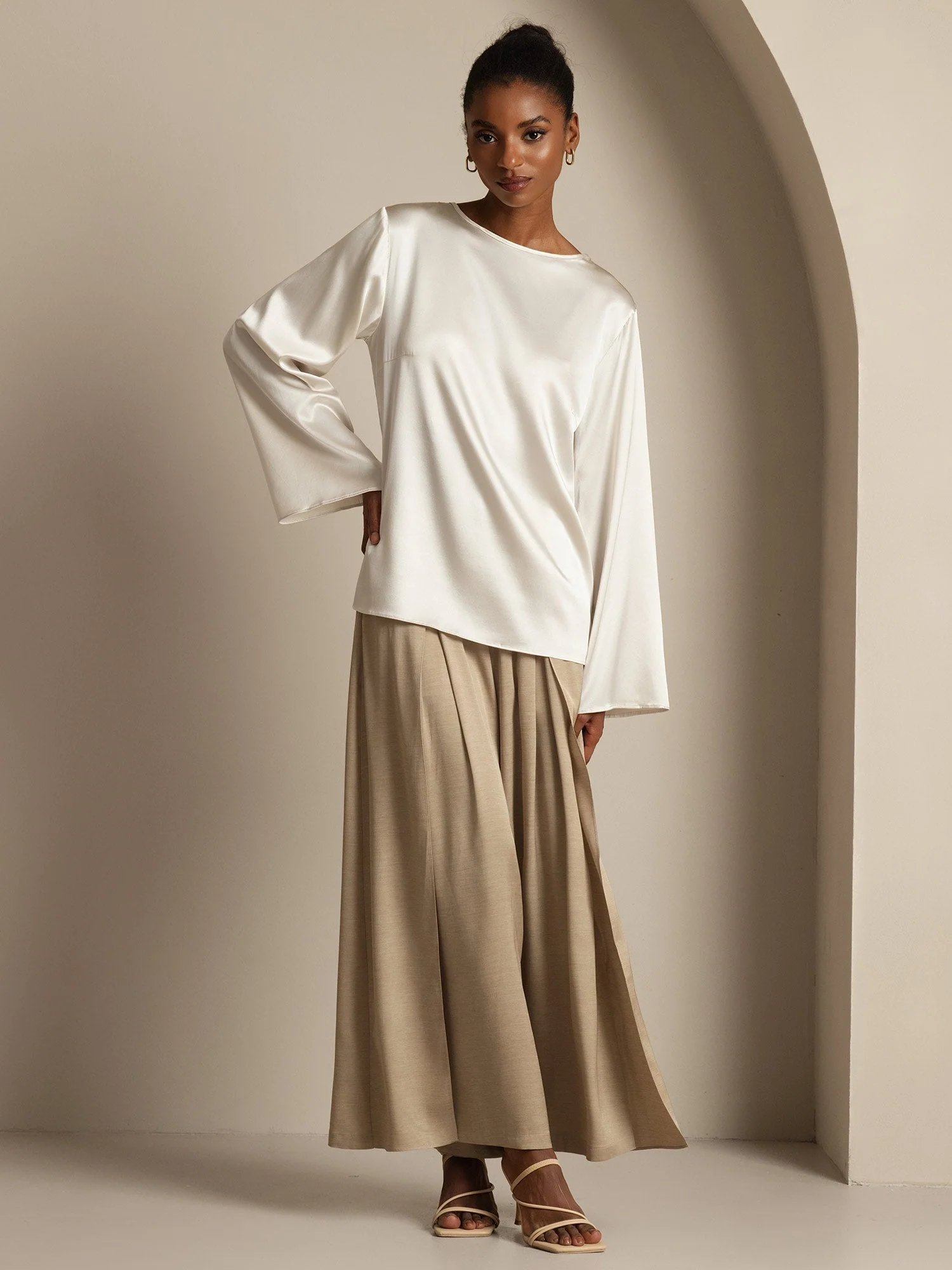 19Momme Seide Relaxed Langarm Bluse - Image 30