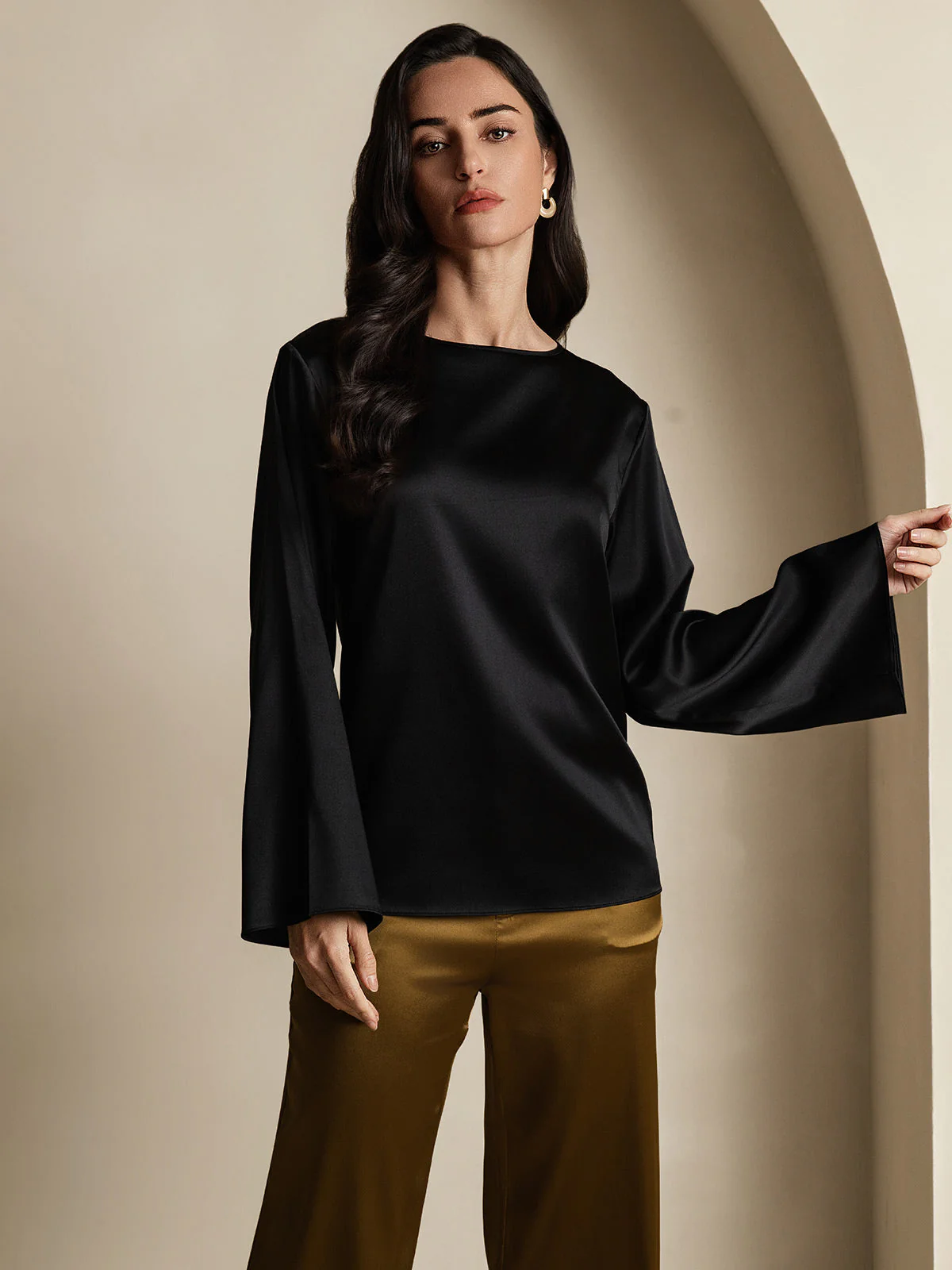 19Momme Seide Relaxed Langarm Bluse - Image 33