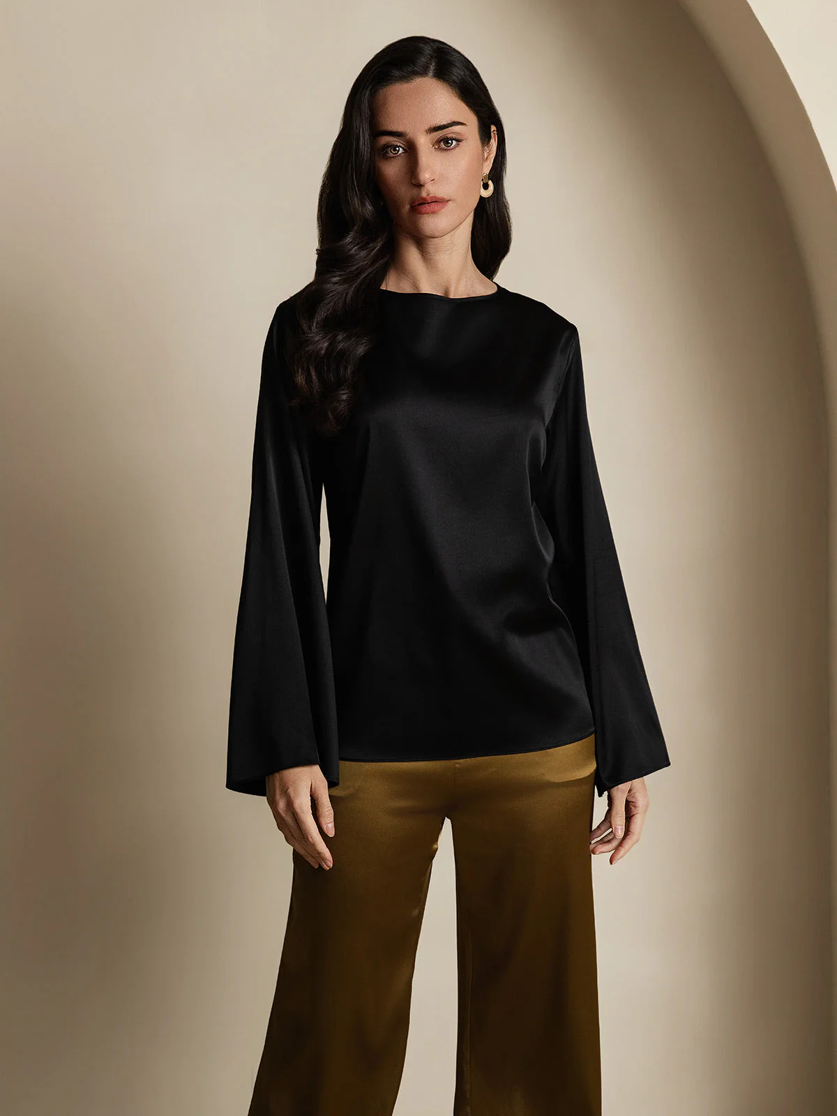 19Momme Seide Relaxed Langarm Bluse - Image 35