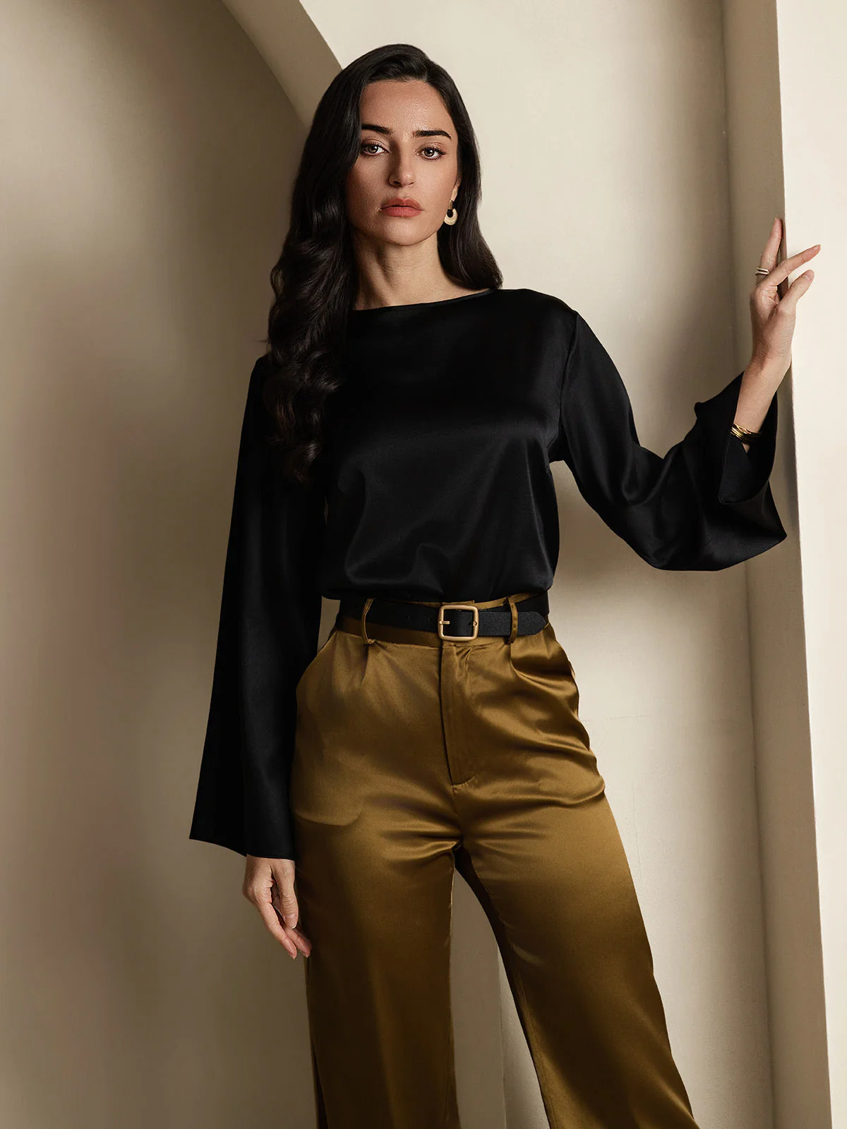 19Momme Seide Relaxed Langarm Bluse - Image 36