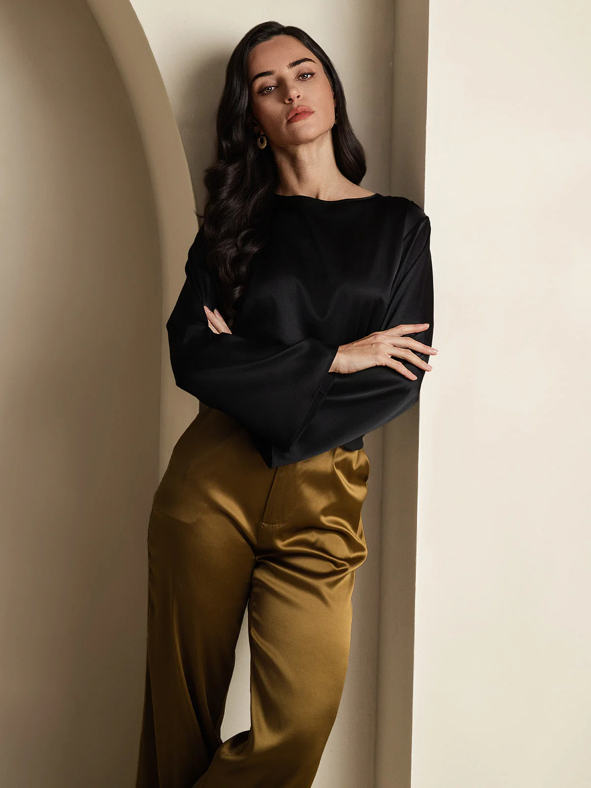 19Momme Seide Relaxed Langarm Bluse - Image 37