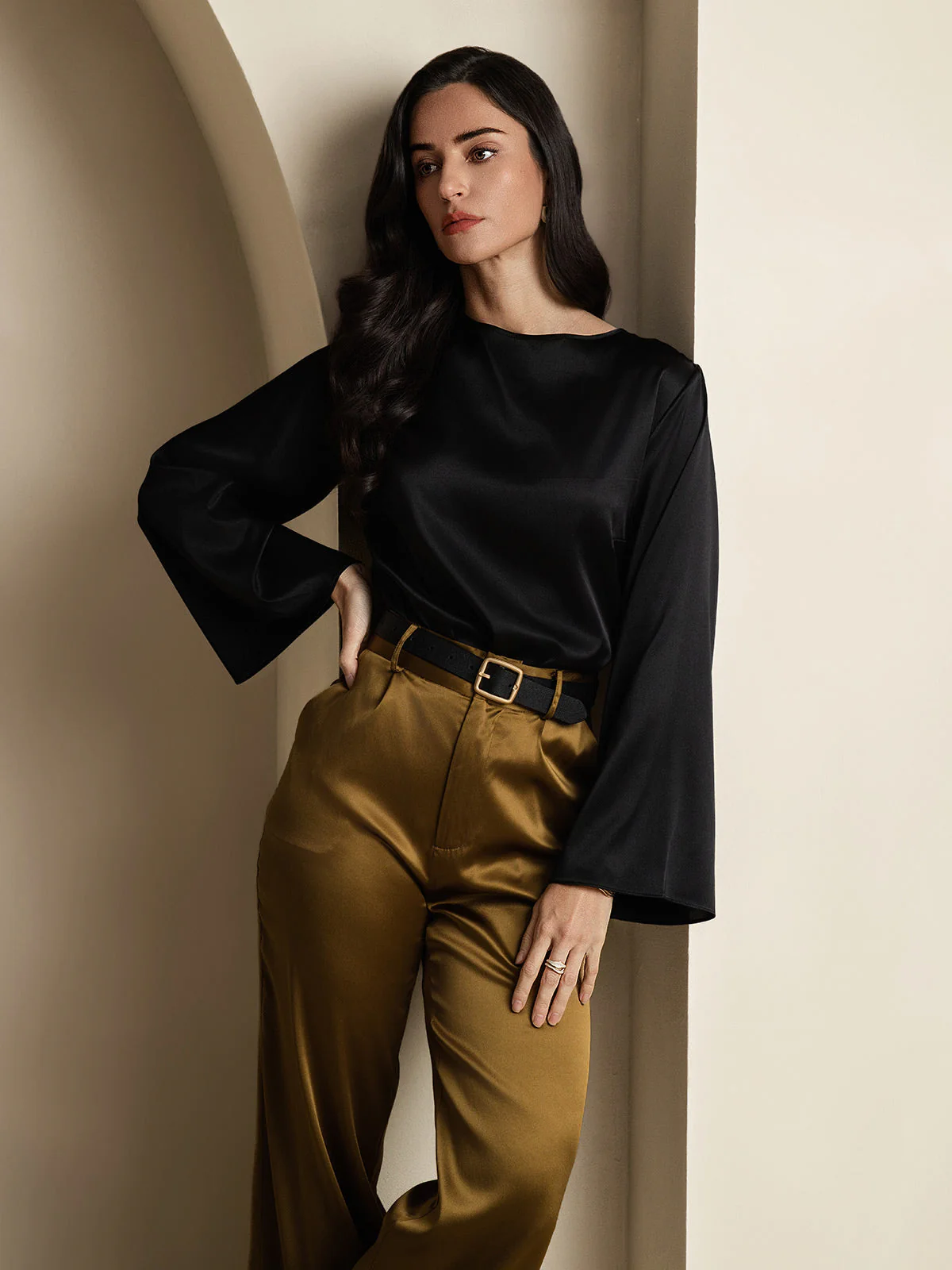 19Momme Seide Relaxed Langarm Bluse - Image 38