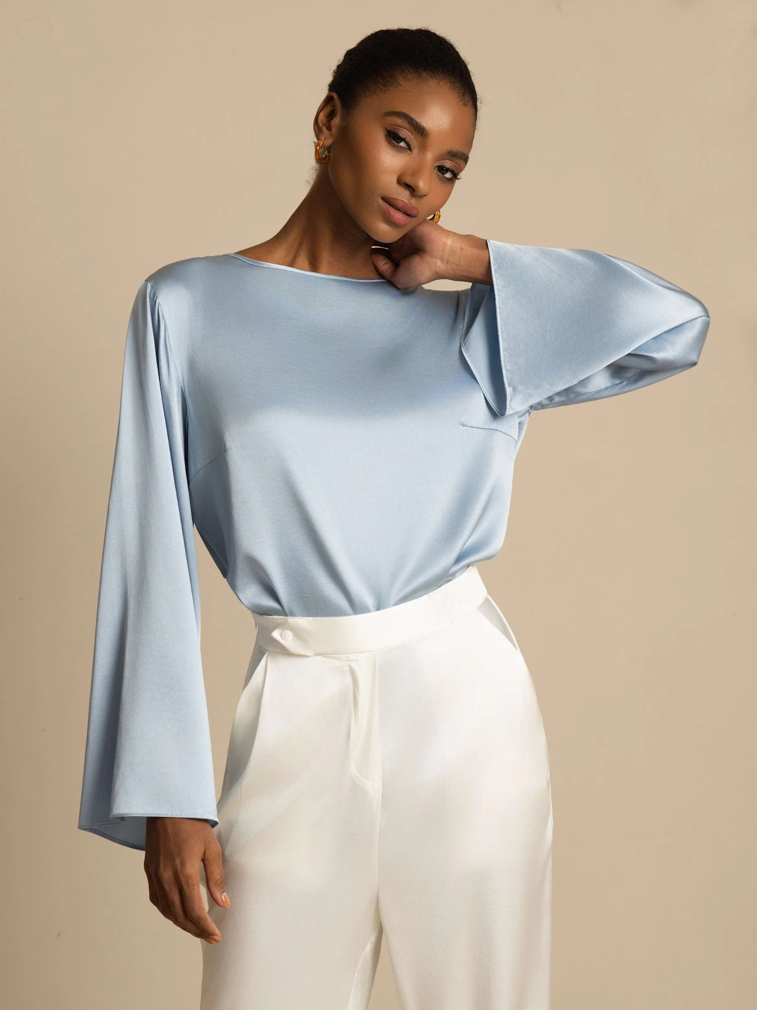 19Momme Seide Relaxed Langarm Bluse - Image 41