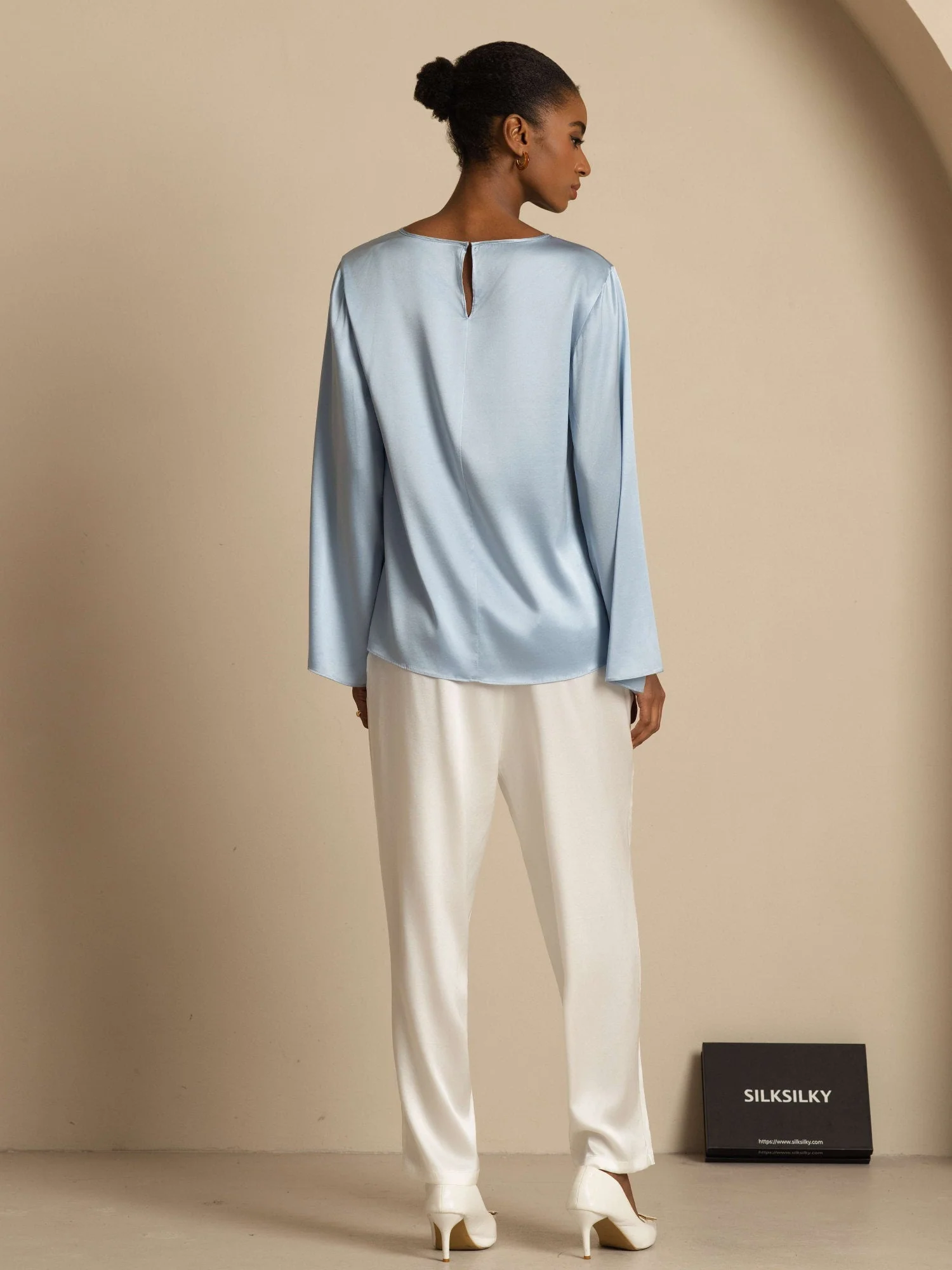 19Momme Seide Relaxed Langarm Bluse - Image 42