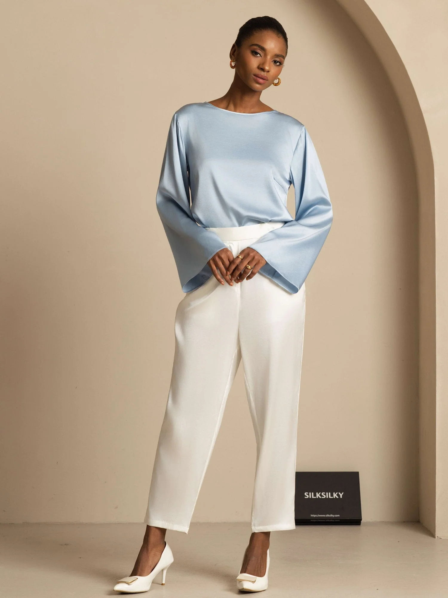 19Momme Seide Relaxed Langarm Bluse - Image 48