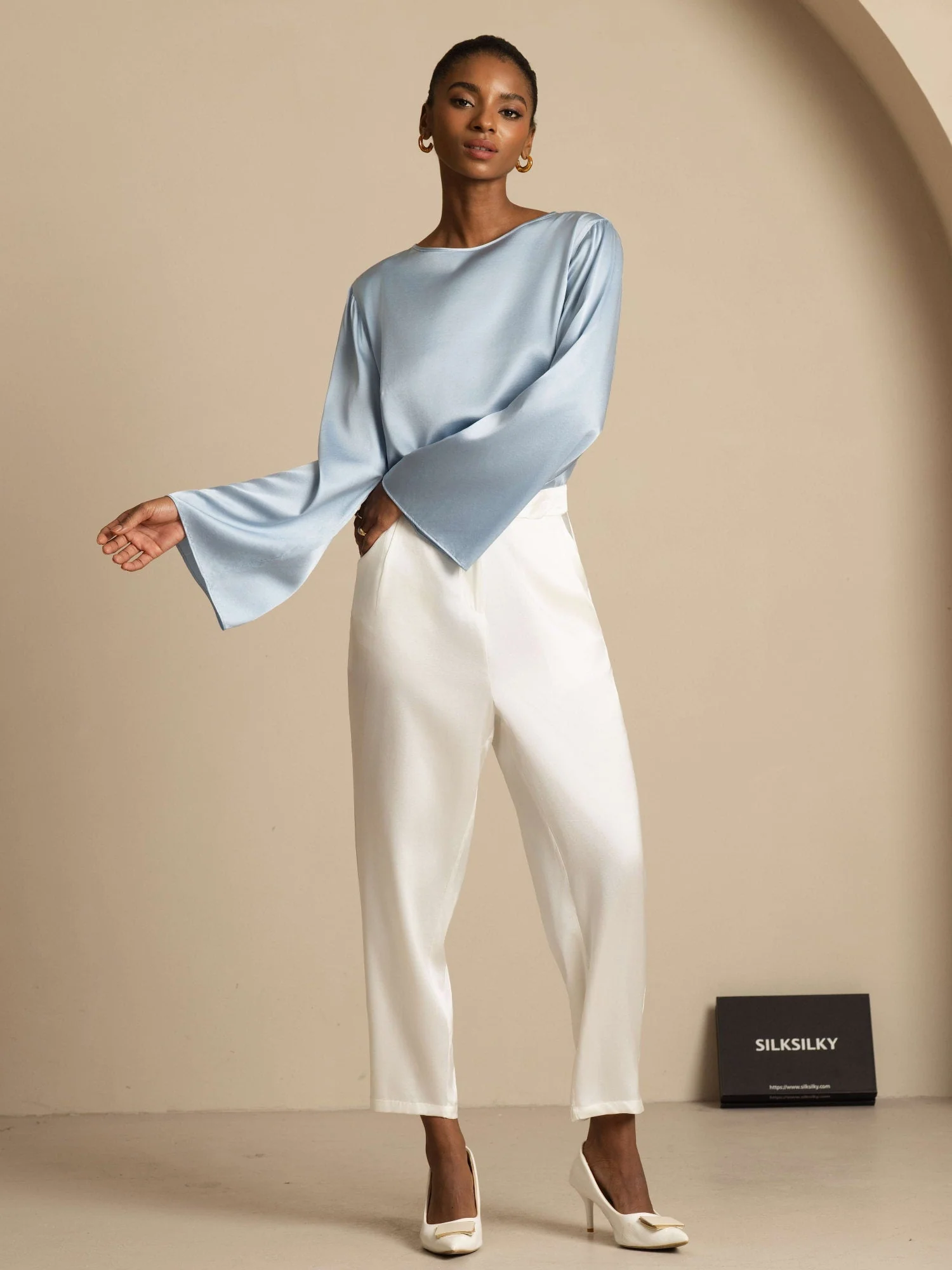 19Momme Seide Relaxed Langarm Bluse - Image 49