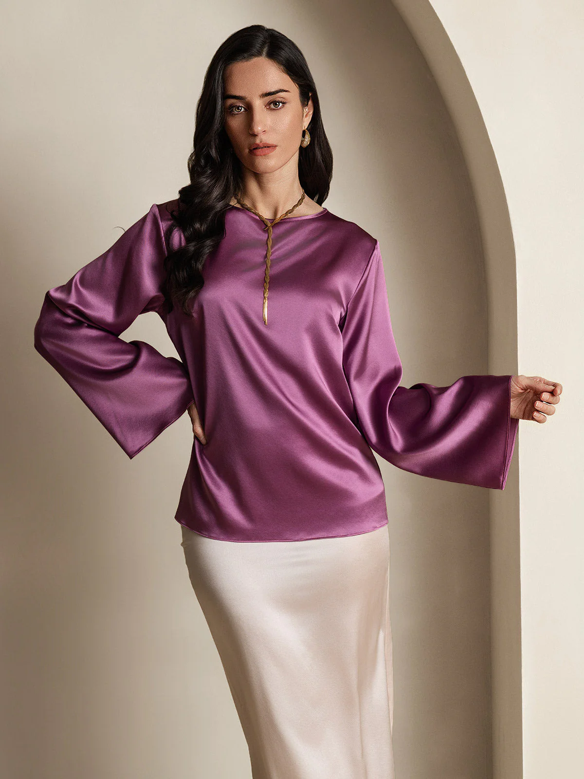 19Momme Seide Relaxed Langarm Bluse - Image 52