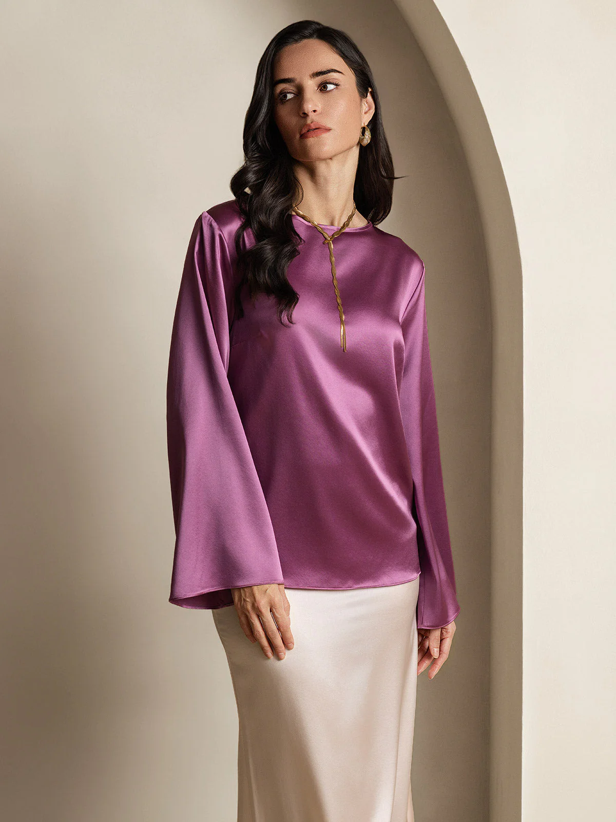 19Momme Seide Relaxed Langarm Bluse - Image 54