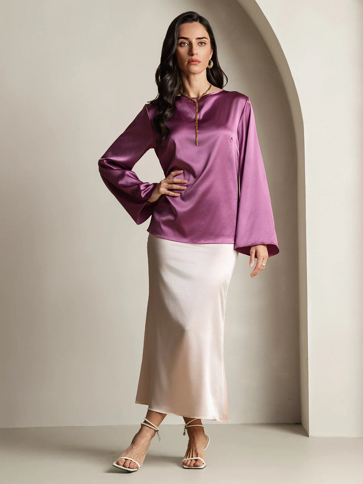 19Momme Seide Relaxed Langarm Bluse - Image 55
