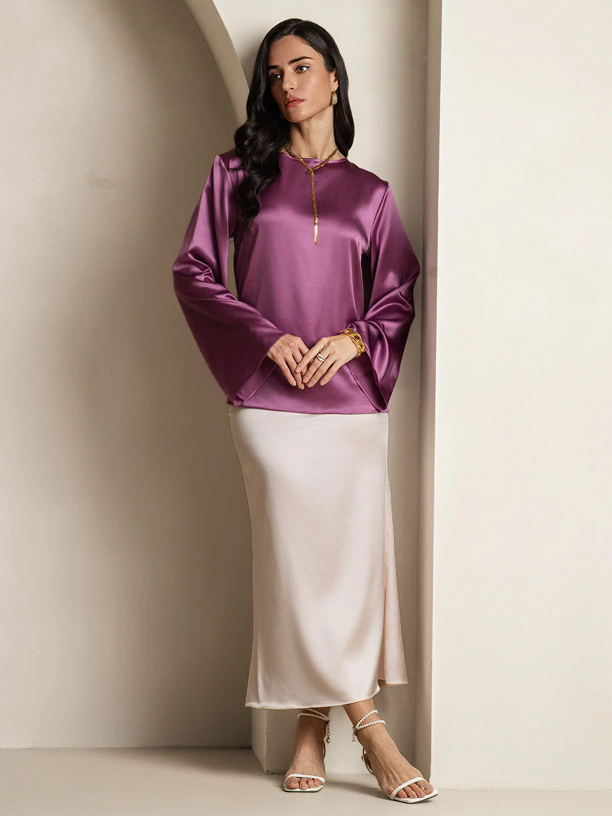 19Momme Seide Relaxed Langarm Bluse - Image 56