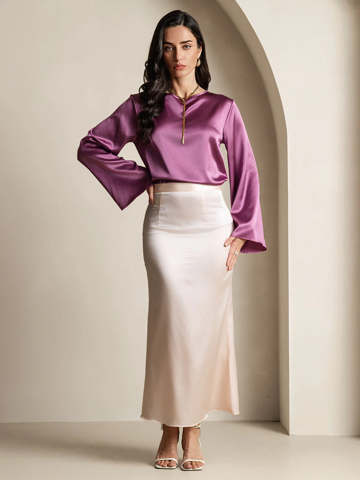 19Momme Seide Relaxed Langarm Bluse - Image 57