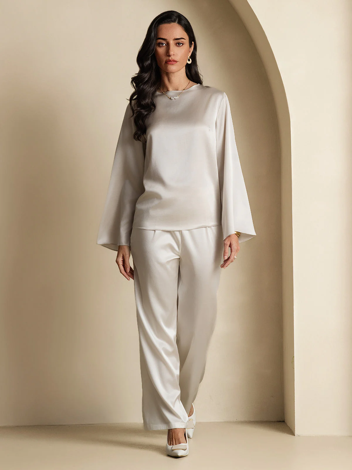 19Momme Seide Relaxed Langarm Bluse - Image 63