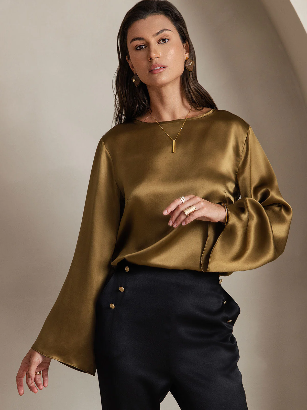 19Momme Seide Relaxed Langarm Bluse - Image 8