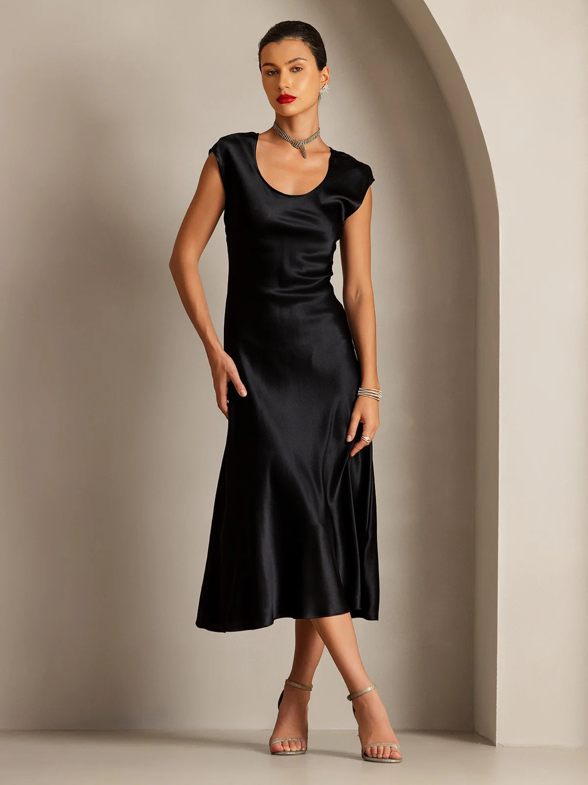 19Momme Seiden Lässiges Ärmelloses Kleid - Image 12