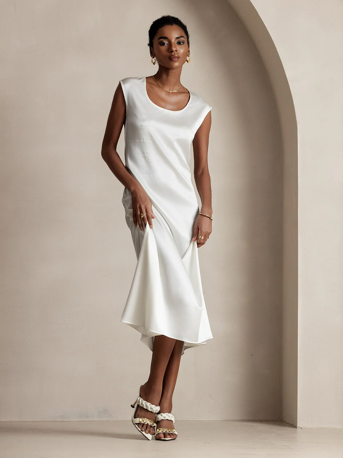 19Momme Seiden Lässiges Ärmelloses Kleid - Image 22