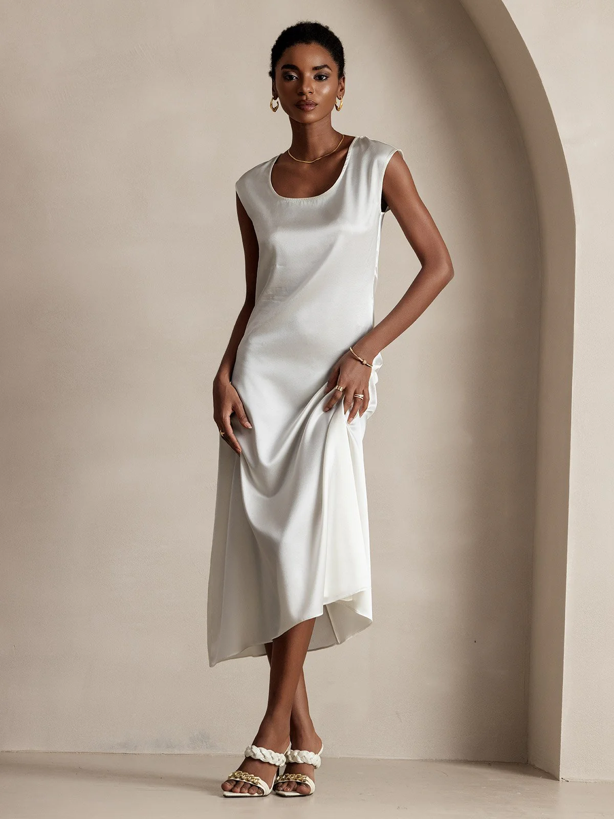 19Momme Seiden Lässiges Ärmelloses Kleid - Image 26