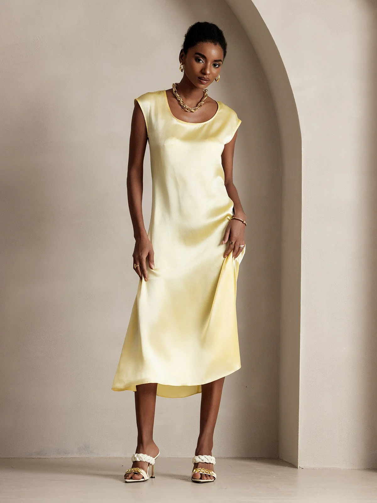 19Momme Seiden Lässiges Ärmelloses Kleid - Image 52