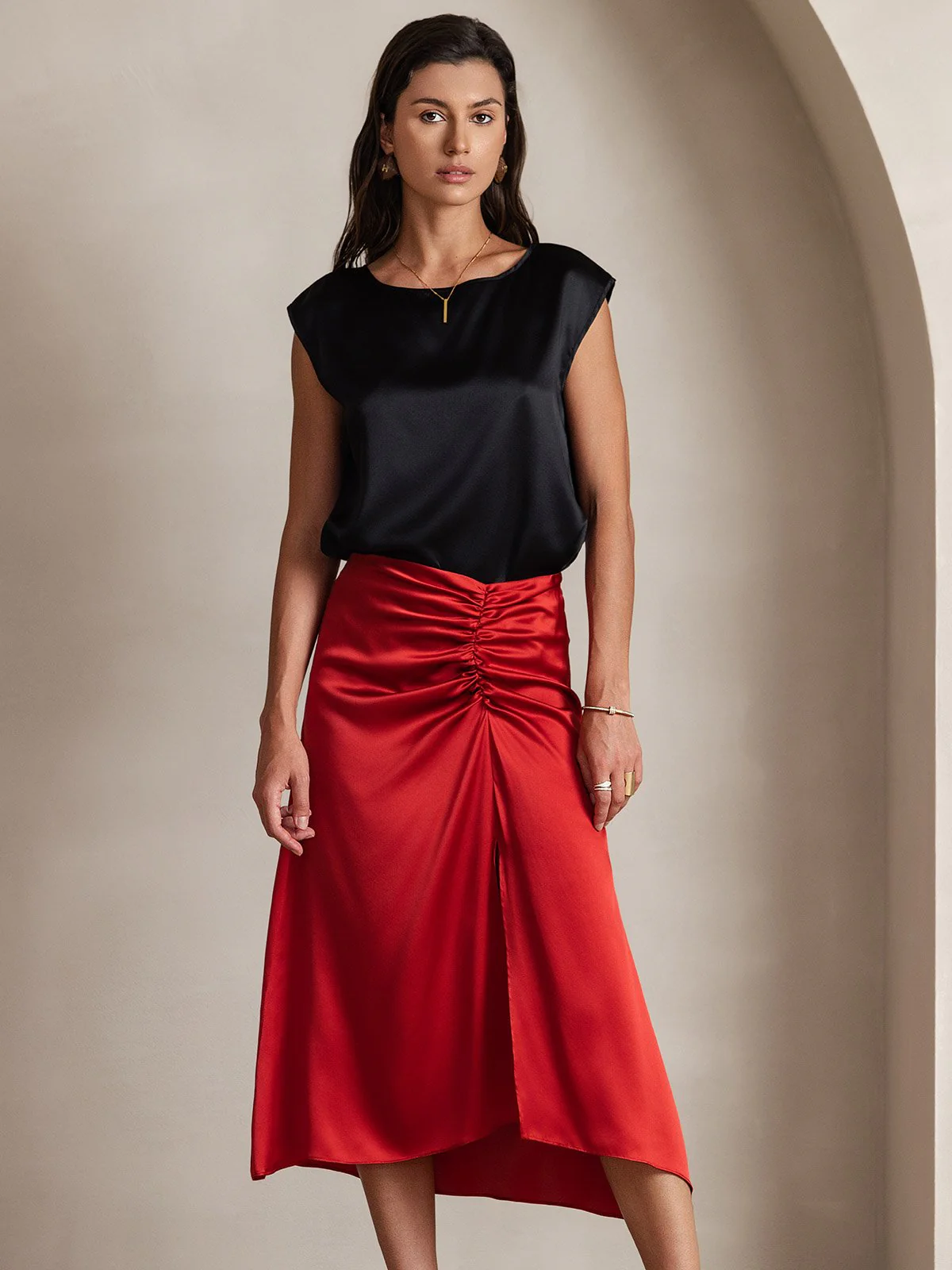 19Momme Seide Kapellenärmel Bluse - Image 12