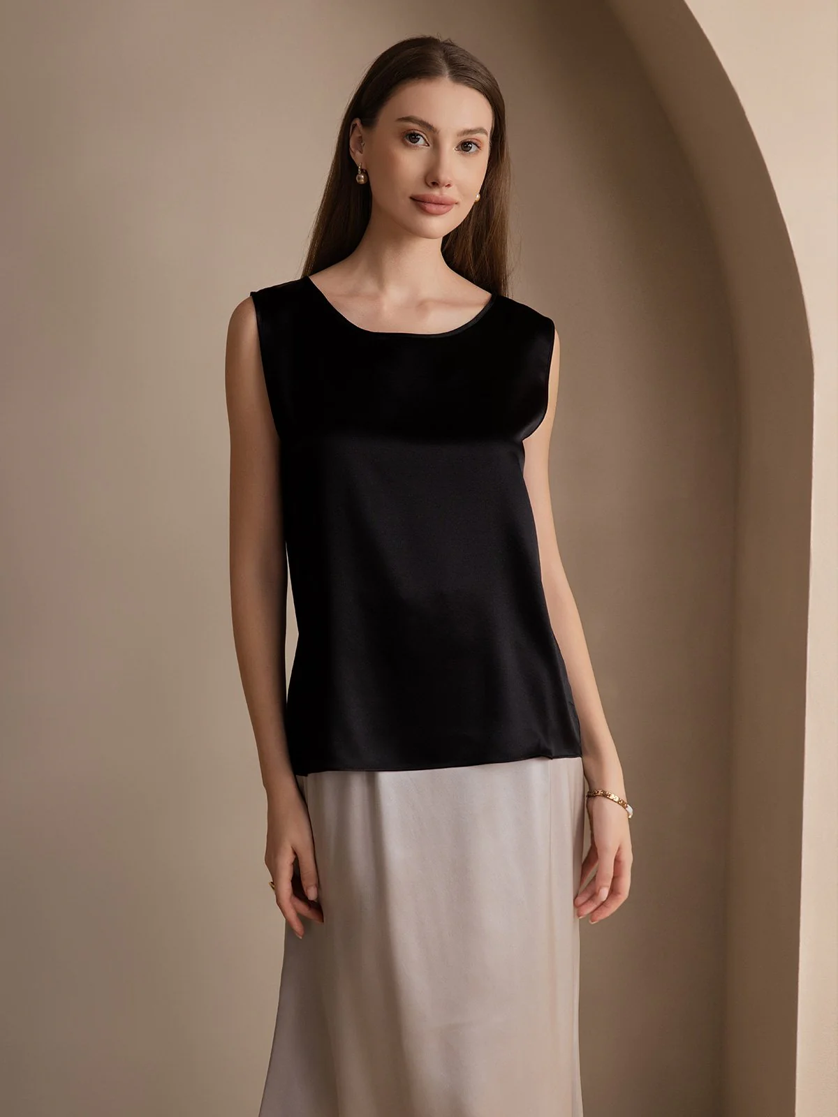 19Momme Seide Lounge Rundhals Tanktop - Image 12