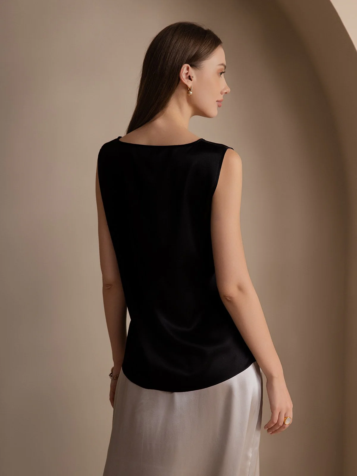 19Momme Seide Lounge Rundhals Tanktop - Image 13
