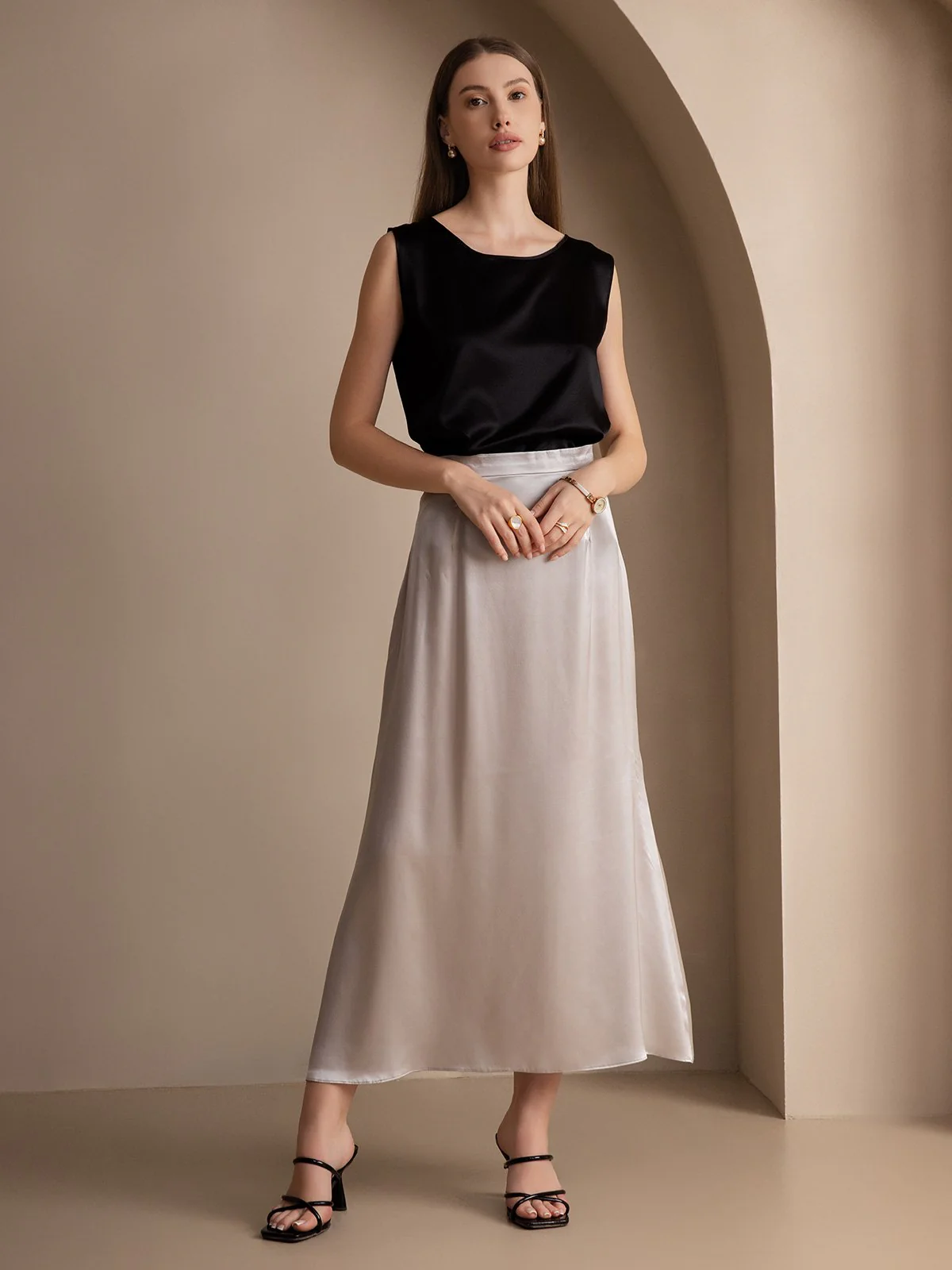 19Momme Seide Lounge Rundhals Tanktop - Image 14