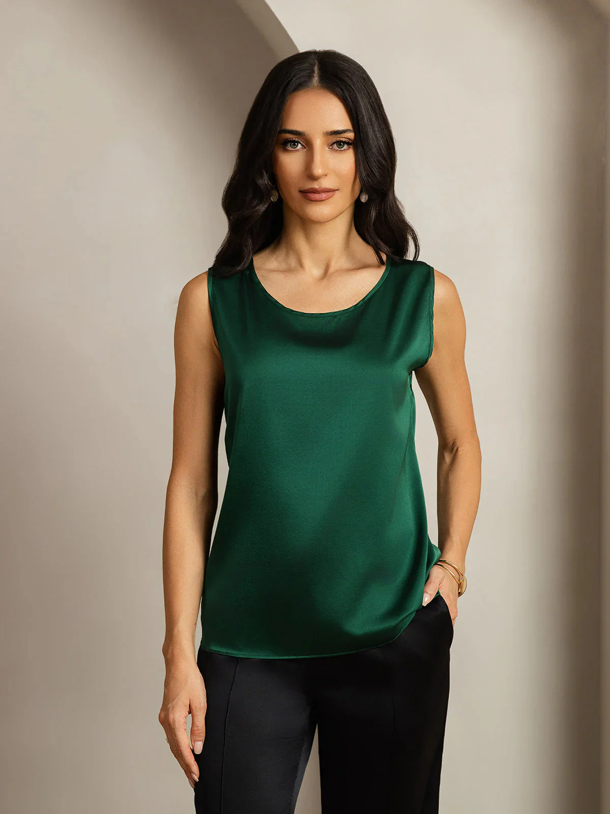 19Momme Seide Lounge Rundhals Tanktop - Image 31