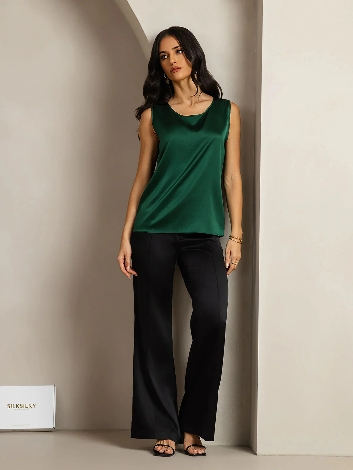 19Momme Seide Lounge Rundhals Tanktop - Image 35