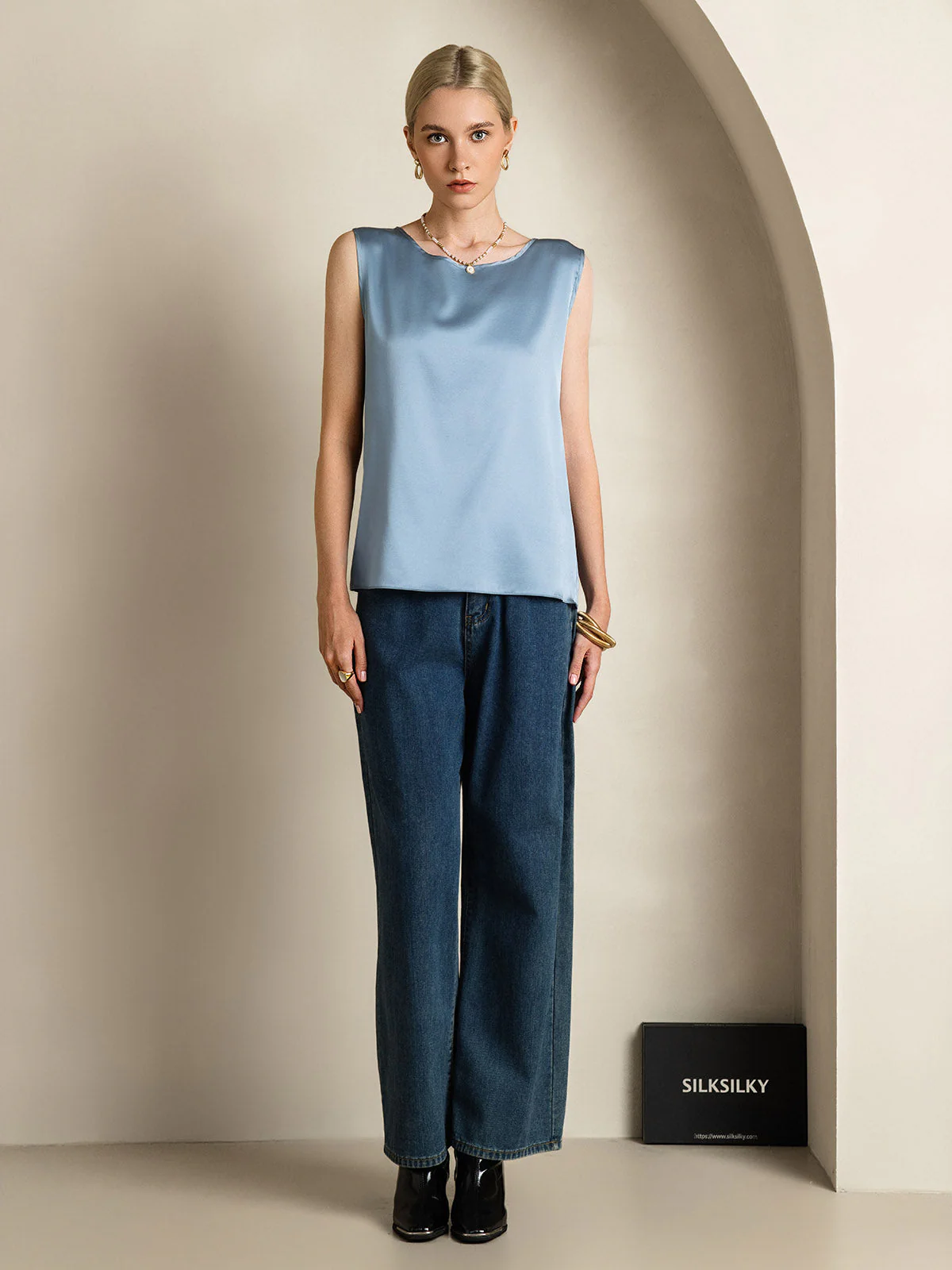 19Momme Seide Lounge Rundhals Tanktop - Image 41