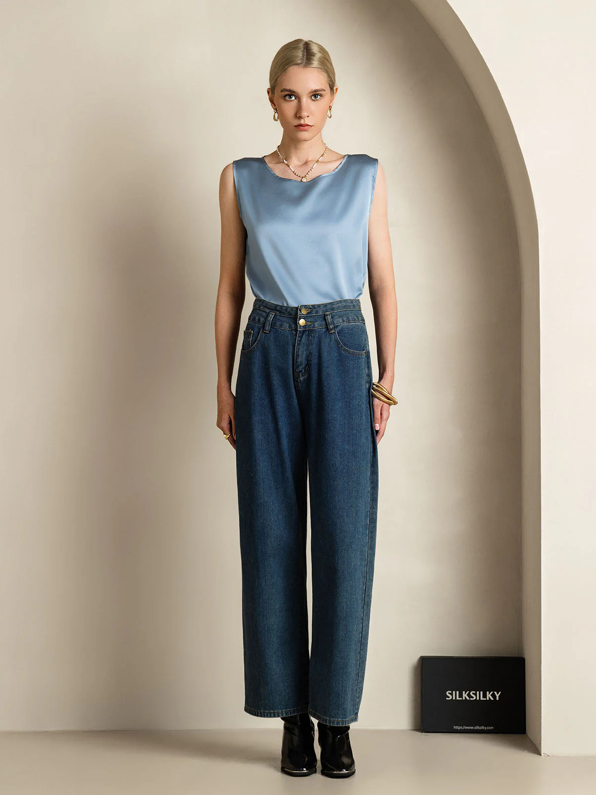19Momme Seide Lounge Rundhals Tanktop - Image 42