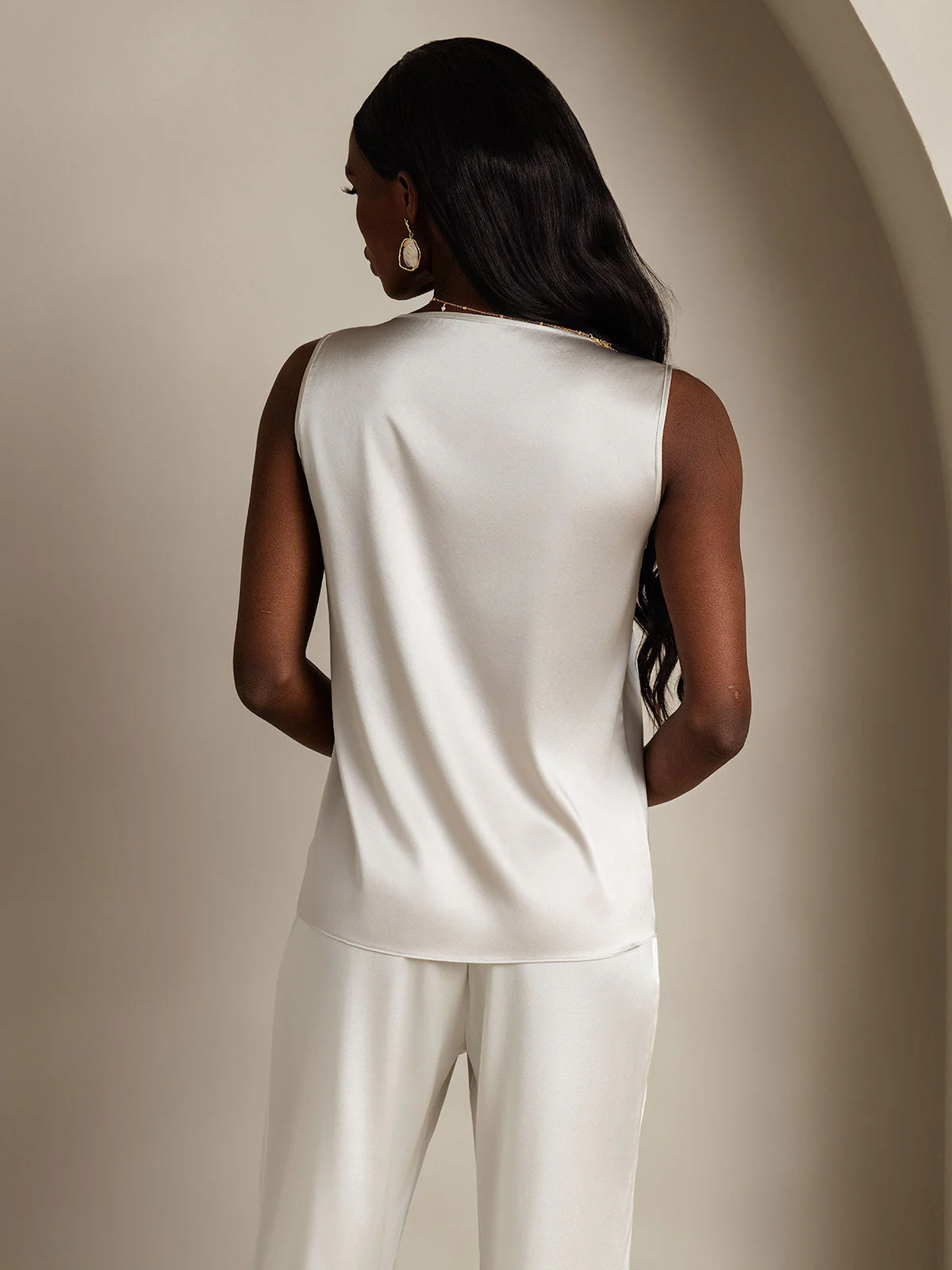 19Momme Seide Lounge Rundhals Tanktop - Image 44